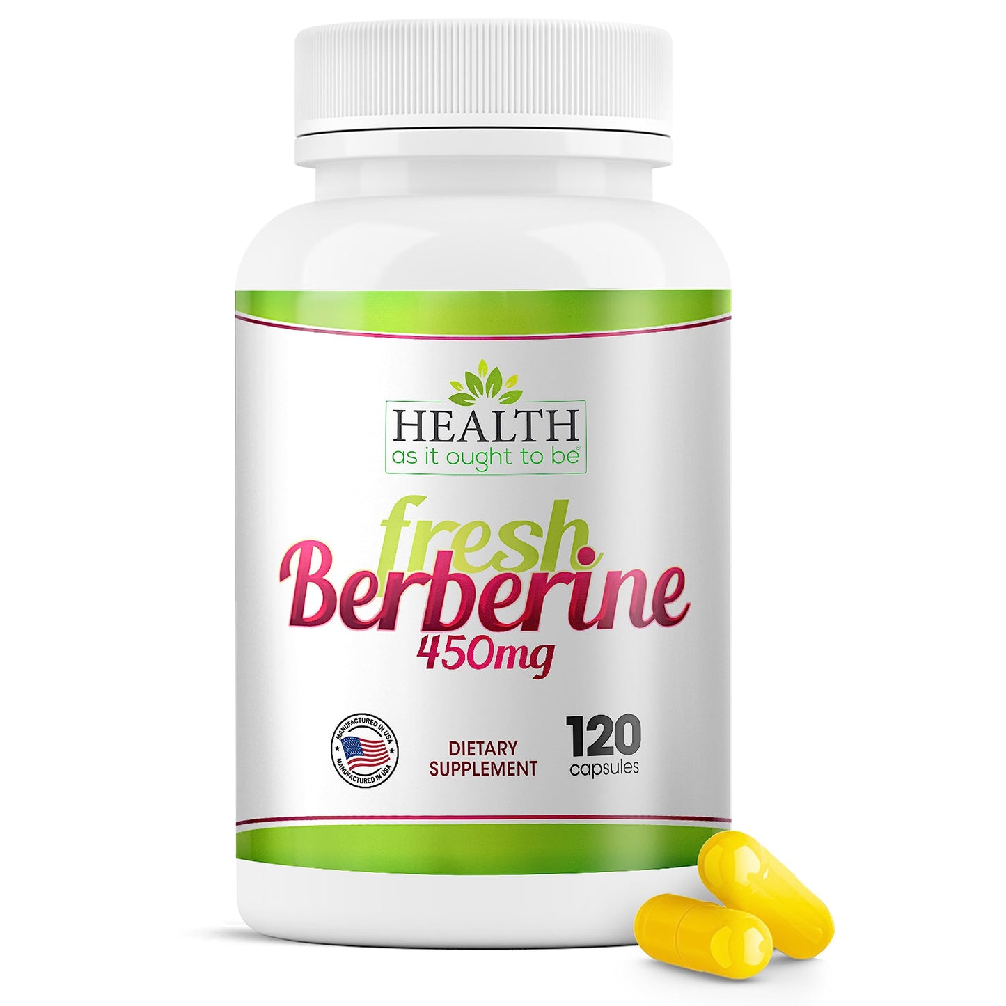 Health As It Ought To Be Fresh Berberine Supplement 450mg Capsules 120
