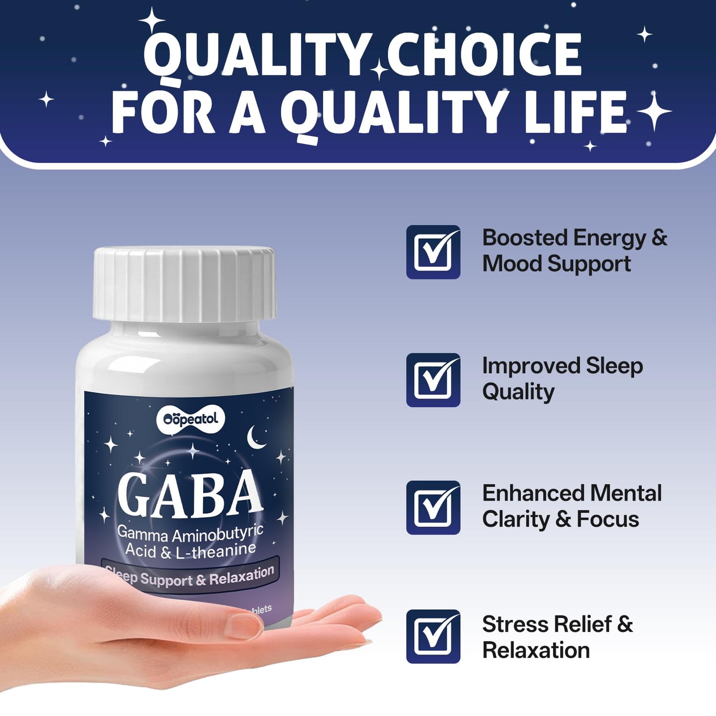 Oopeatol GABA Relaxation Supplement with L-Theanine & Magnesium, 60 Tablets