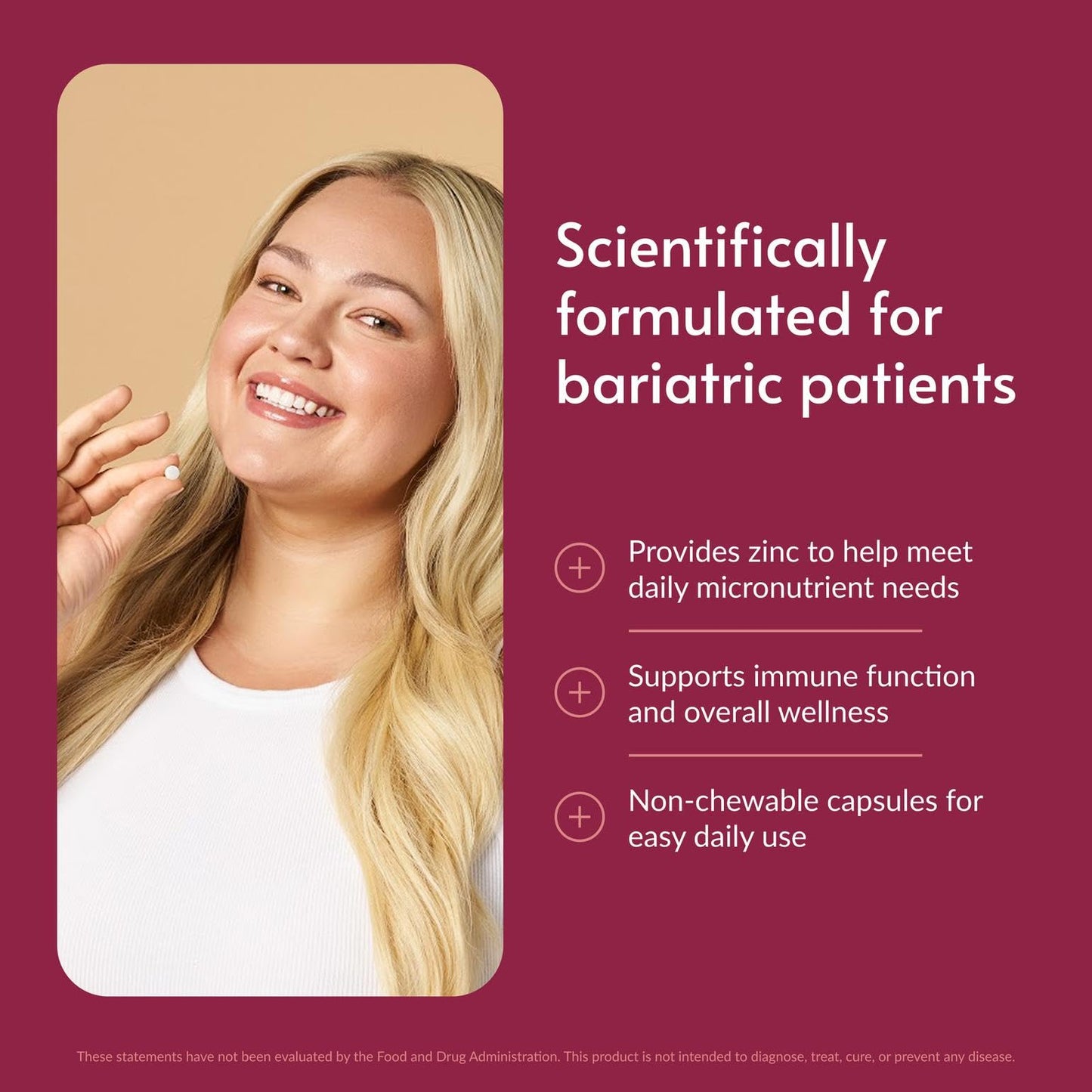 Bariatric Advantage Non Chewable Zinc Chelate Tablets 180 Count