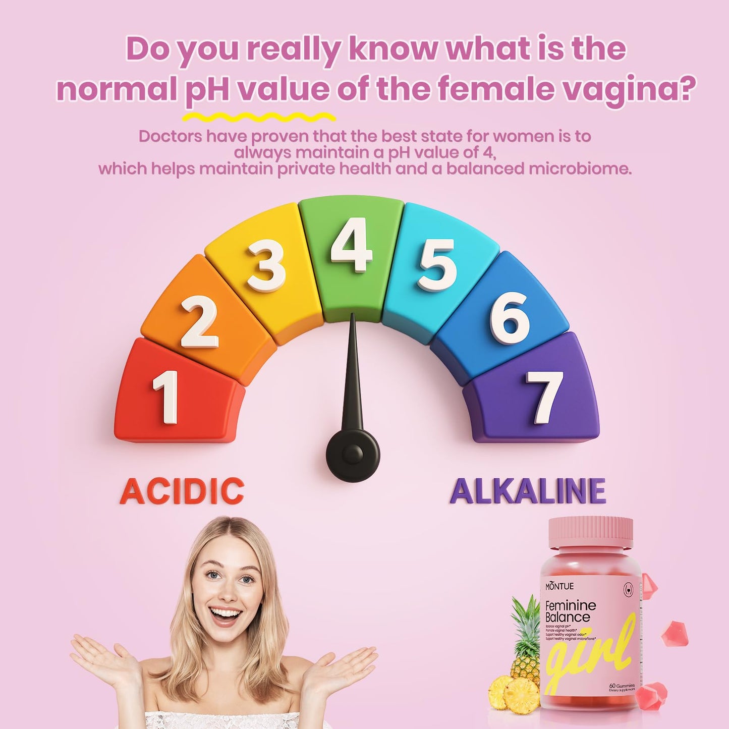 Montue Premium Diamond Feminine Balance Gummies, 60 Gummies