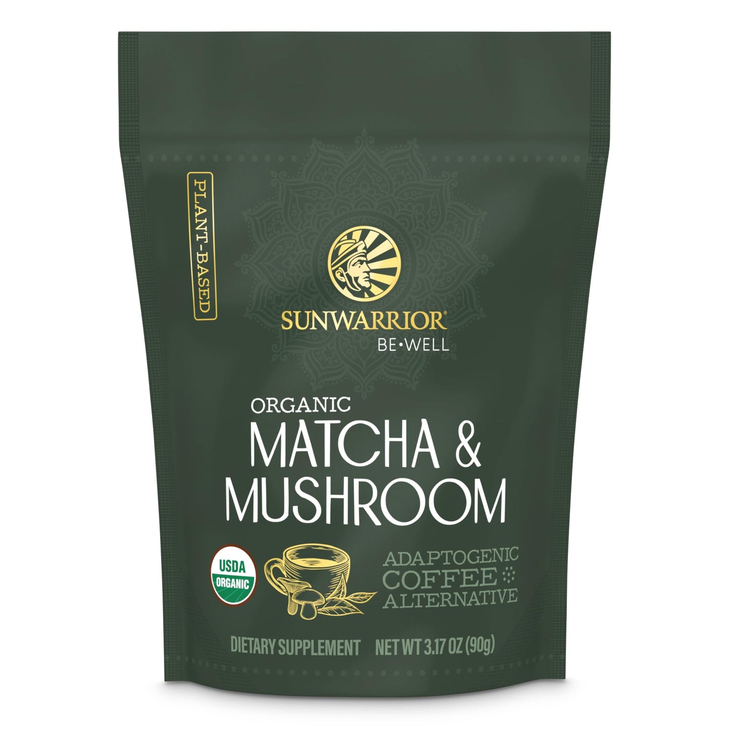 Sunwarrior Organic Matcha Mushroom Powder Supplement, 3.1747 oz