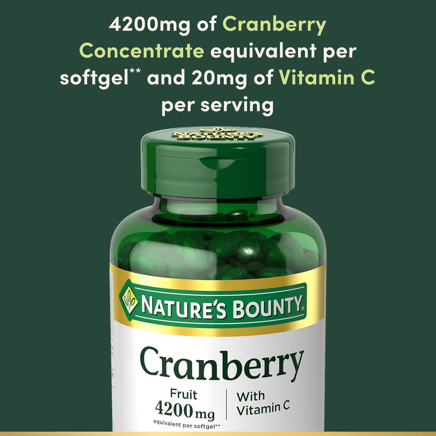 Nature's Bounty Cranberry Softgels for Women Urinary Tract Health with Concentrate & Vitamin C 250