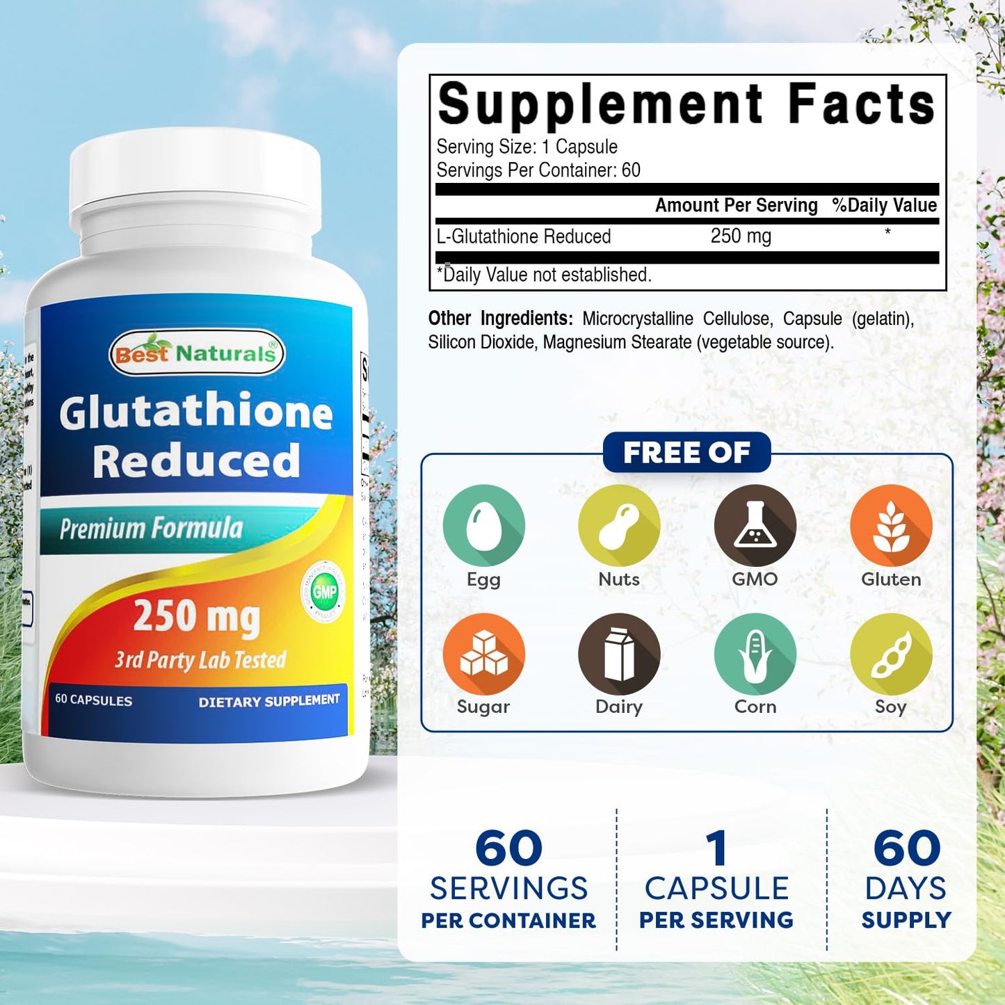 Best Naturals L-Glutathione 250 mg Capsule, 60 Capsules
