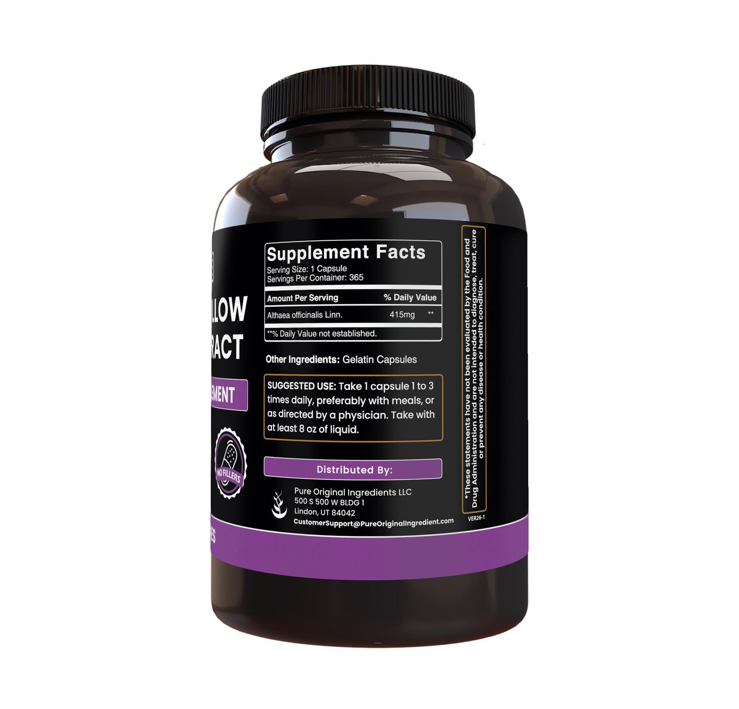 Pure Original Ingredients Marshmallow Root Capsules, 365 Capsules