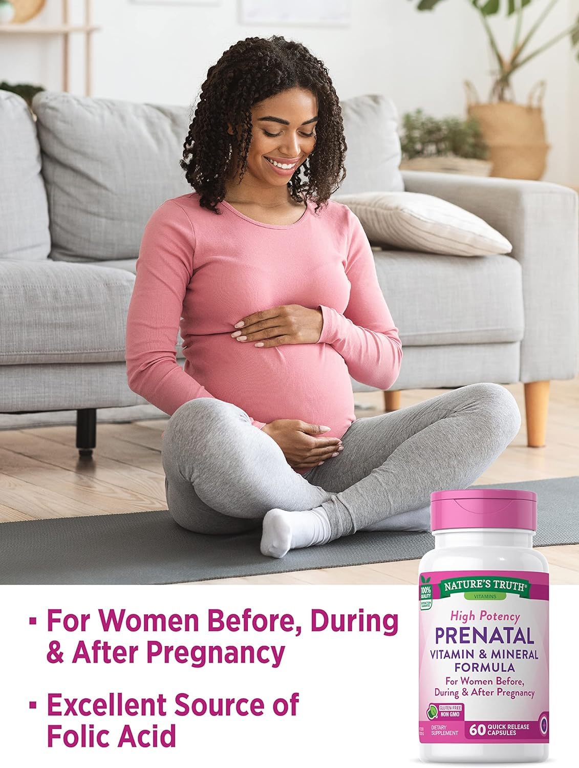 Nature's Truth Prenatal Vitamins with Folic Acid, 60 Capsules
