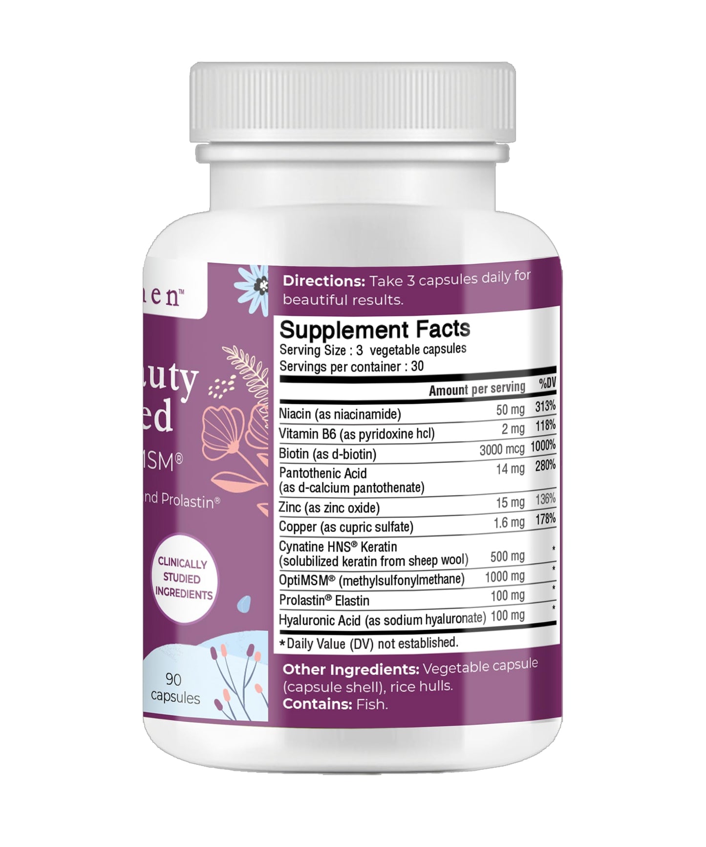Body Kitchen Total Beauty Advanced with Elastin Peptides, Keratin, Biotin Capsules, 90 Count