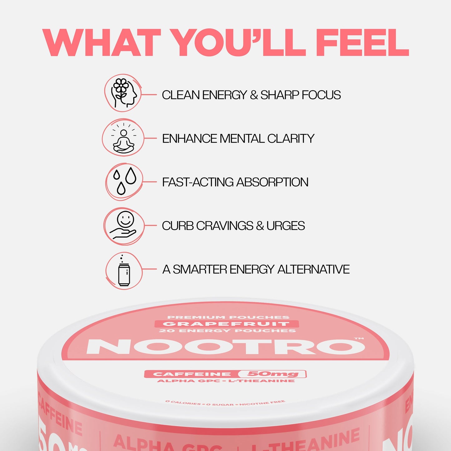 Nootro Caffeine Nootropic Pouches Grapefruit Caplet 1 Caplet