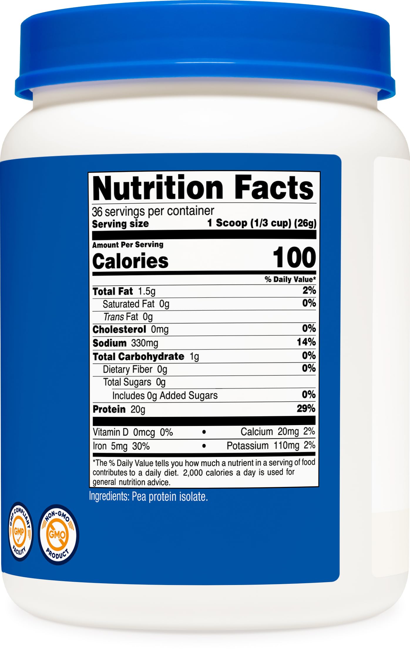 Nutricost Pea Protein Powder, Unflavored, 32.4 oz