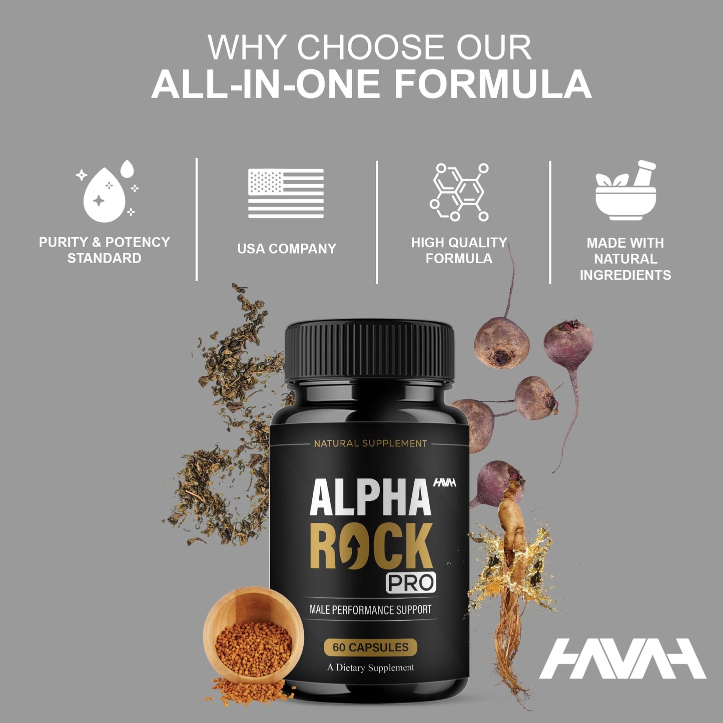 Havah Alpha Rock Pro AlphaRock Performance Pills 120 Capsules