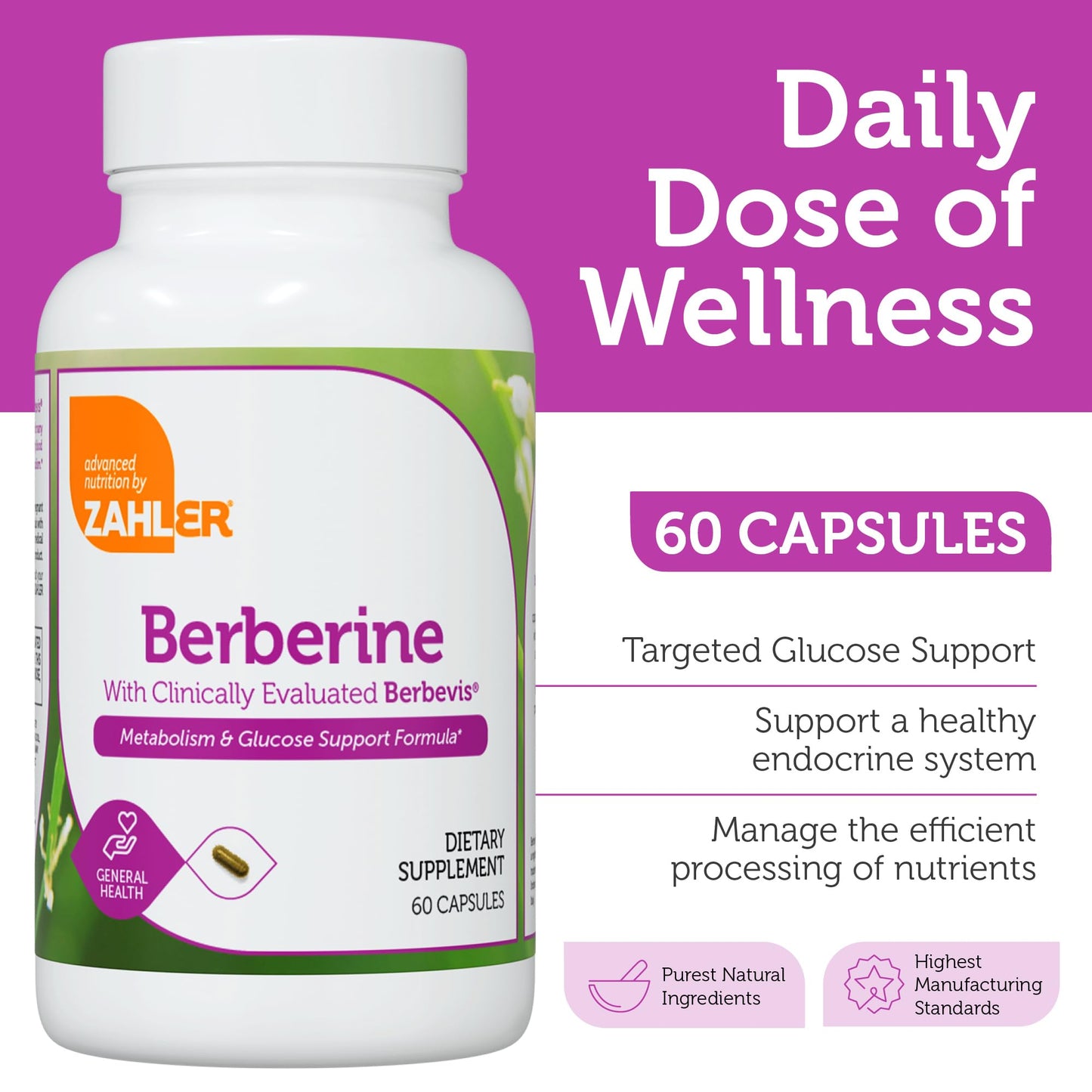 Zahler Berberine Capsules, 60 Count