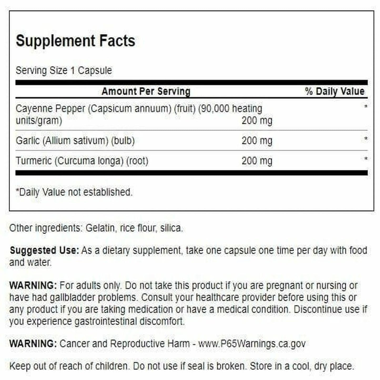 Swanson Full Spectrum Turmeric Garlic & Cayenne Capsules 60 Count