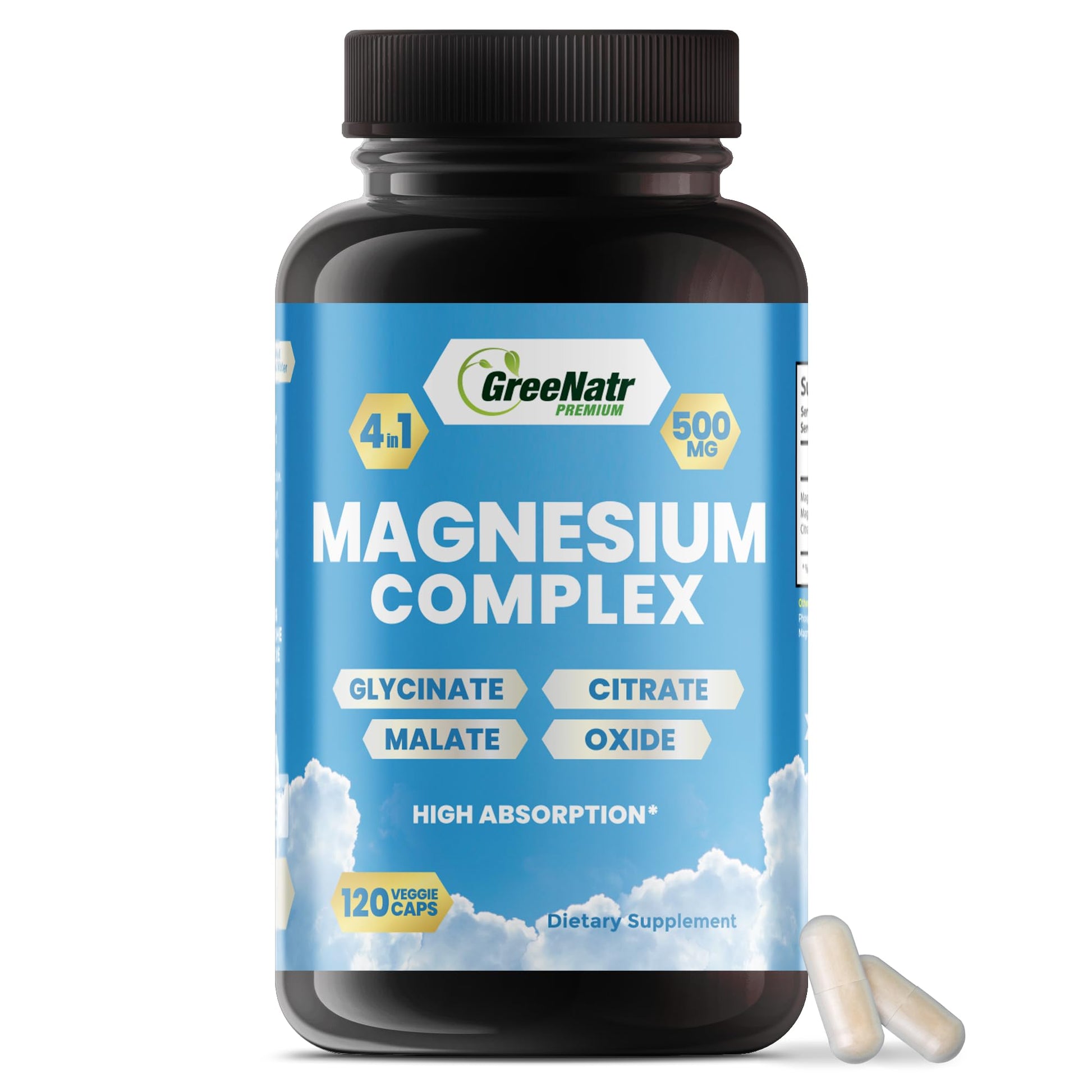GreeNatr Magnesium Supplement 120 Capsules