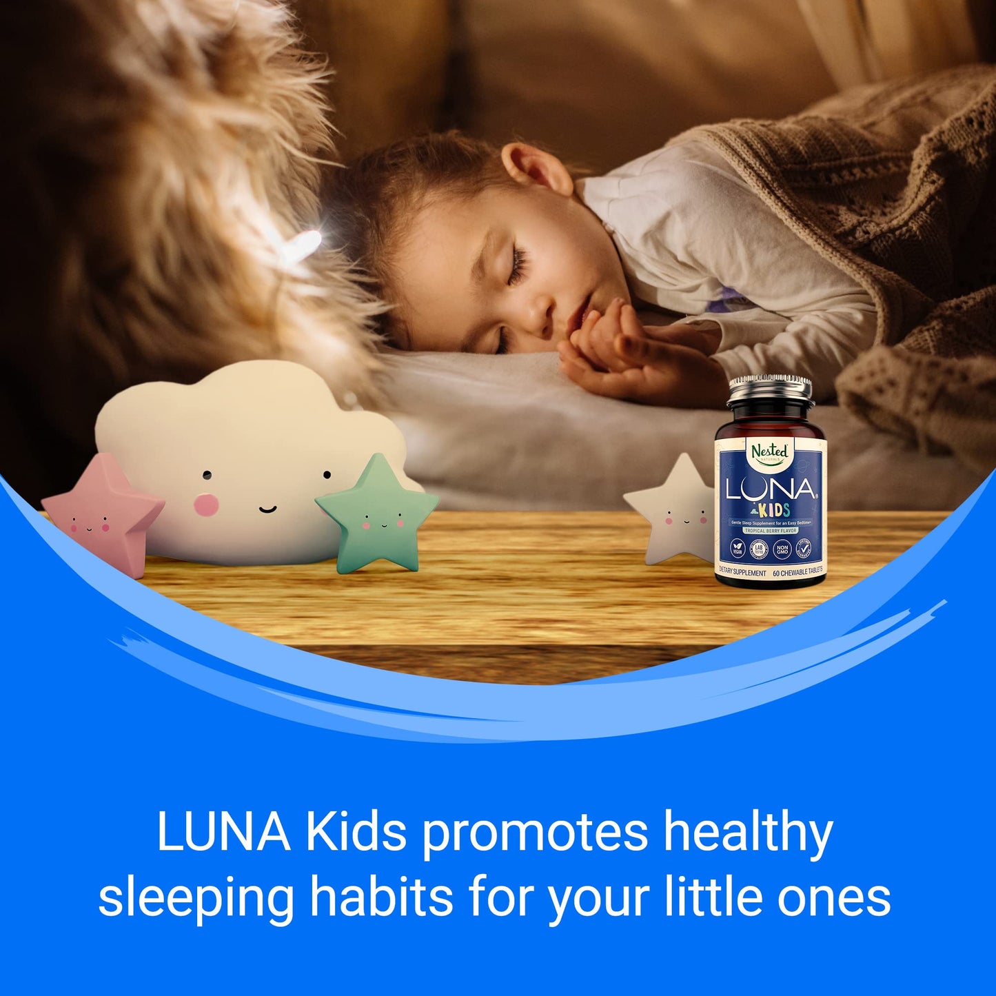 Nested Naturals Luna Kids Gentle Sleep Supplement Tablets, 60 Tablets