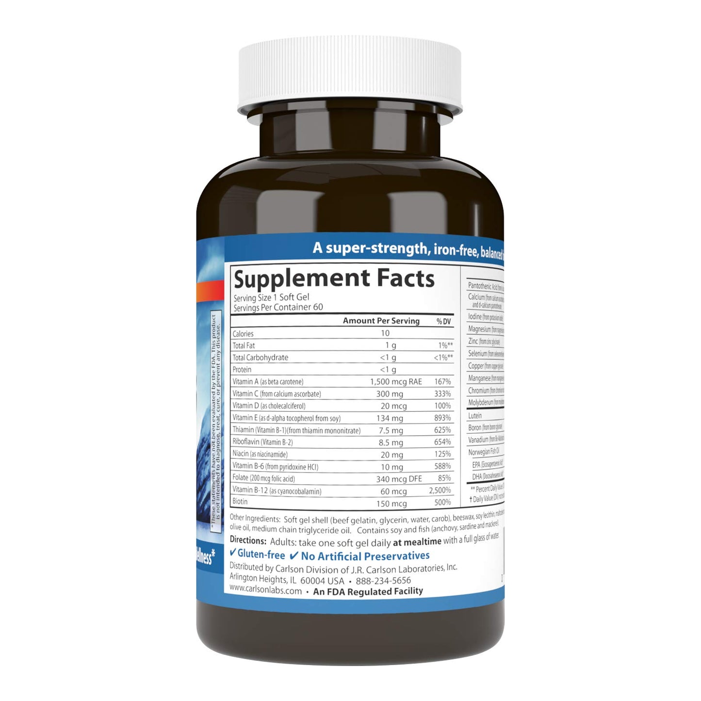 Carlson Multi + Omega-3 Fish Oil Softgels 60