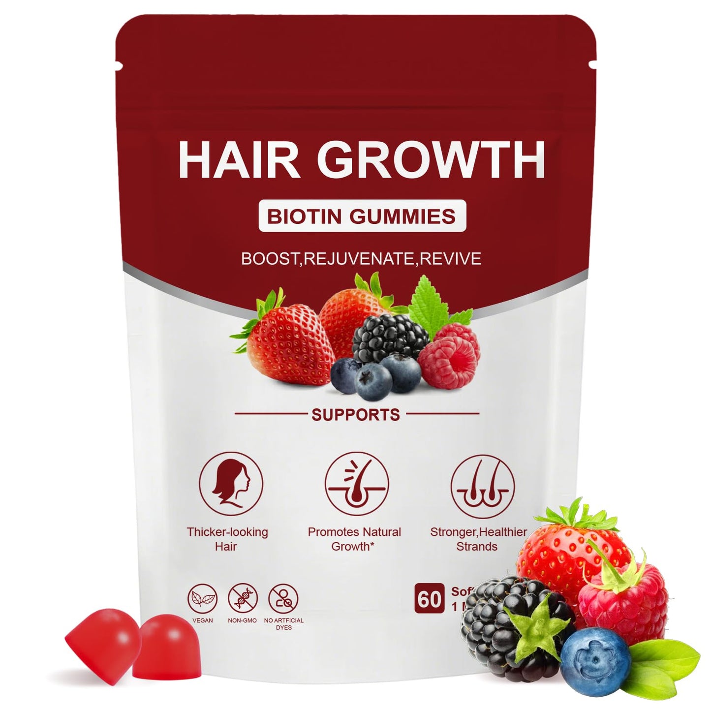 Norce Sactor Lumin Hair Gummies with Biotin & Collagen, 60 Gummies