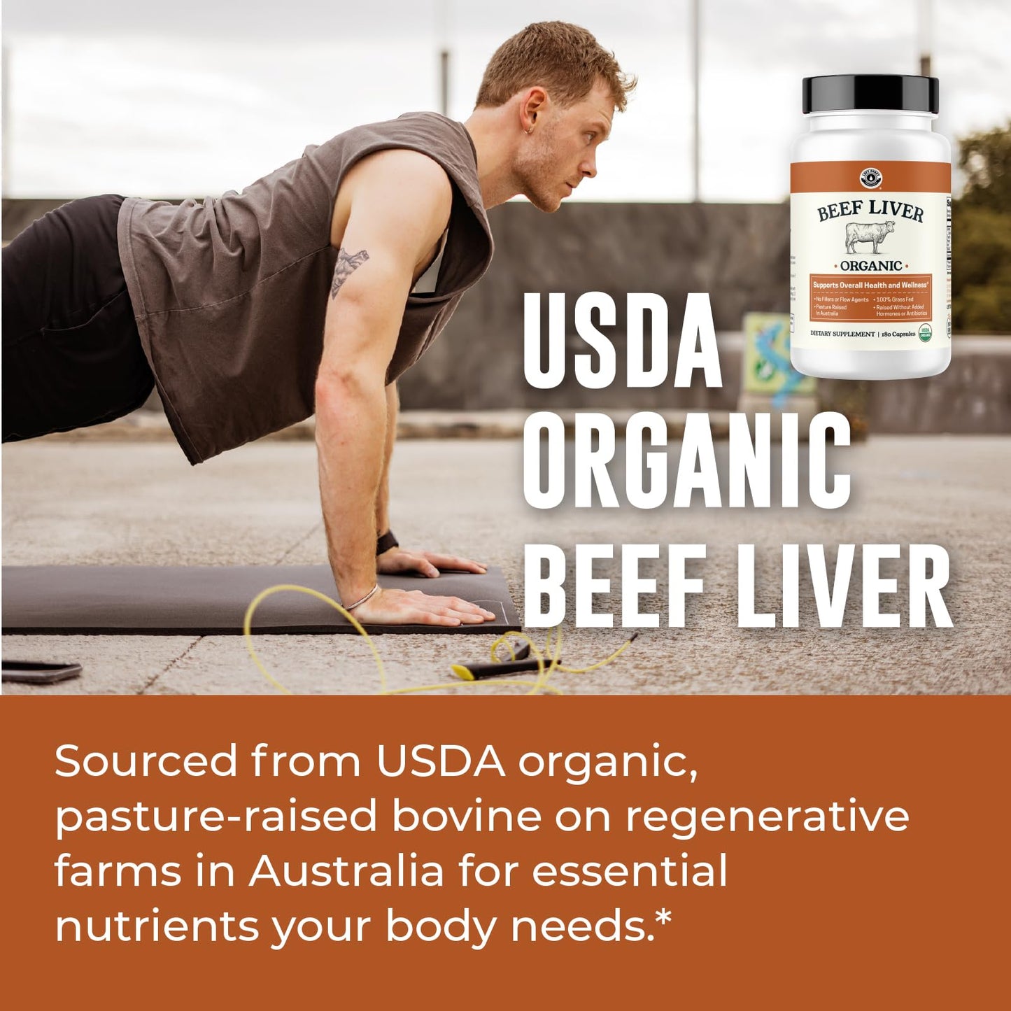 Left Coast Performance Organic Beef Liver Capsules, 180 Count