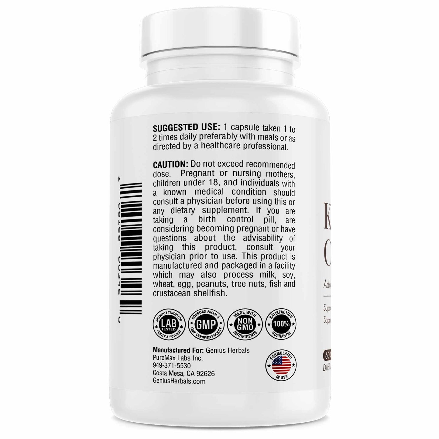 GENIUS HERBALS Kidney Cleanse Advanced Formula with Cranberry Extract, Kidney, Urinary Tract & Bladder Detox and Cleanse, 120 Capsules
