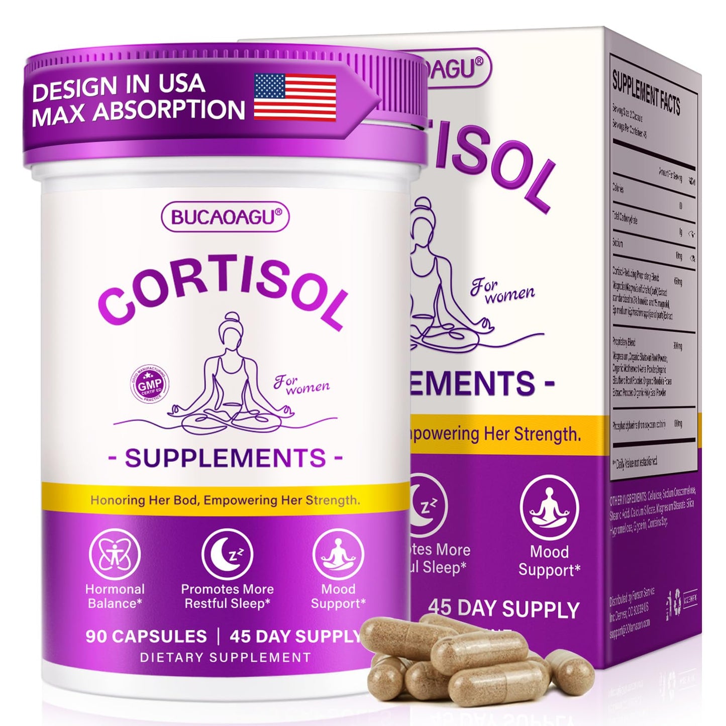 BUCAOAGU Cortisol Supplements for Women Capsule 90 Count