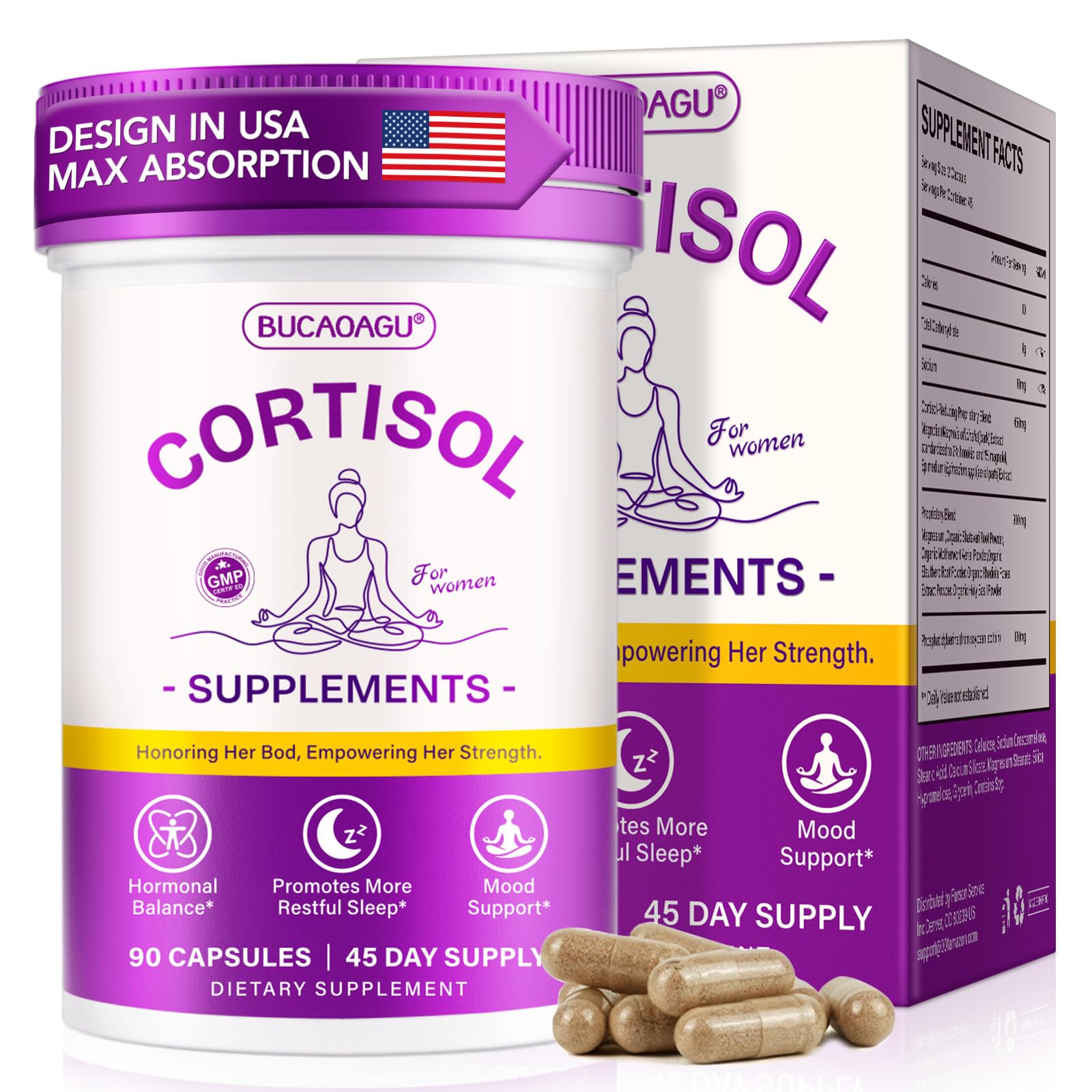 BUCAOAGU Cortisol Supplements for Women Capsule 90 Count