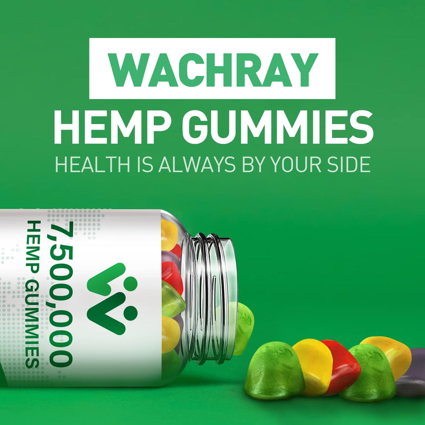 WACHRAY Nutrition Organic Hemp Gummies 7,500,000 High Strength Hemp Oil Infused, 240 Gummies