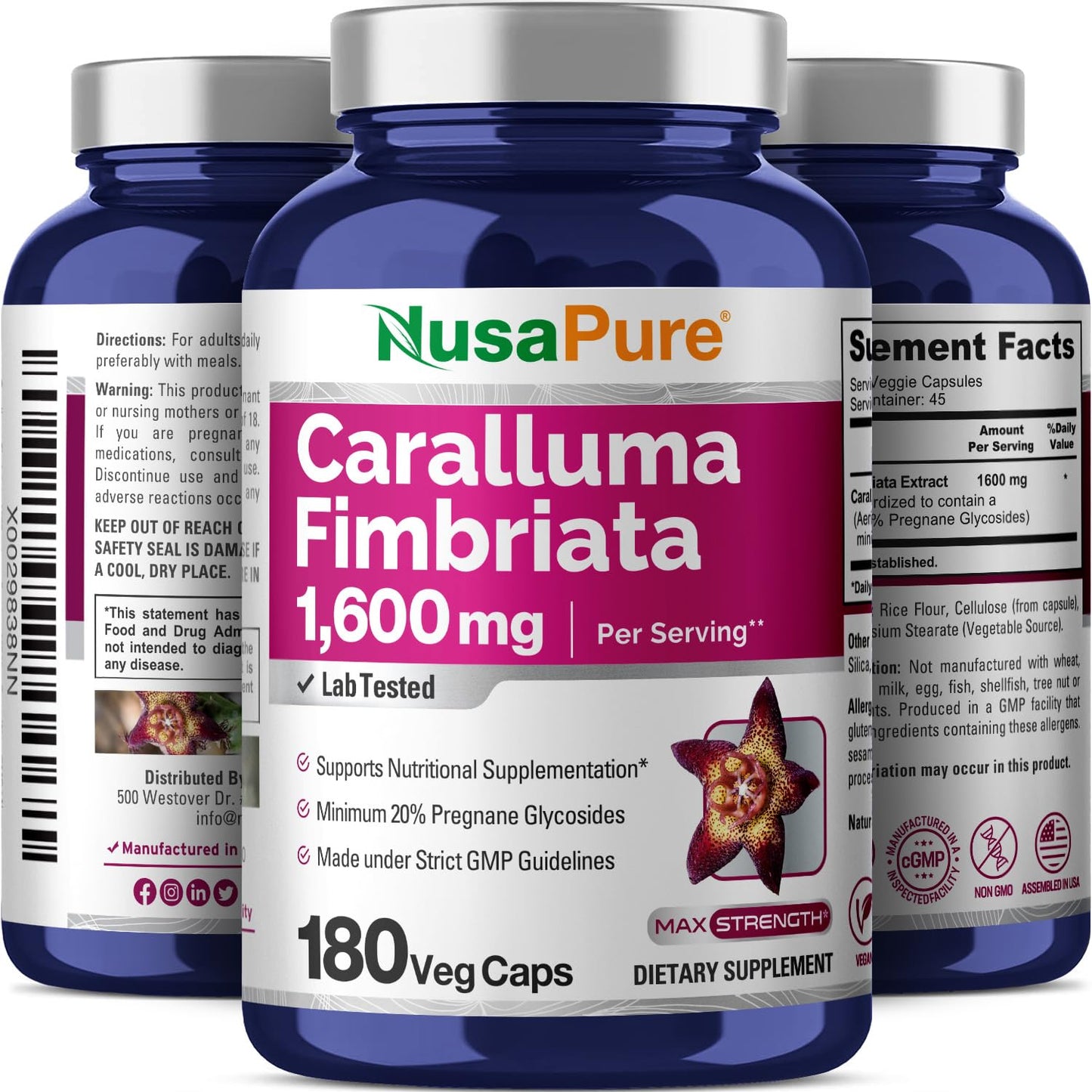 NusaPure Caralluma Fimbriata 1600mg Capsule, 180 Capsules