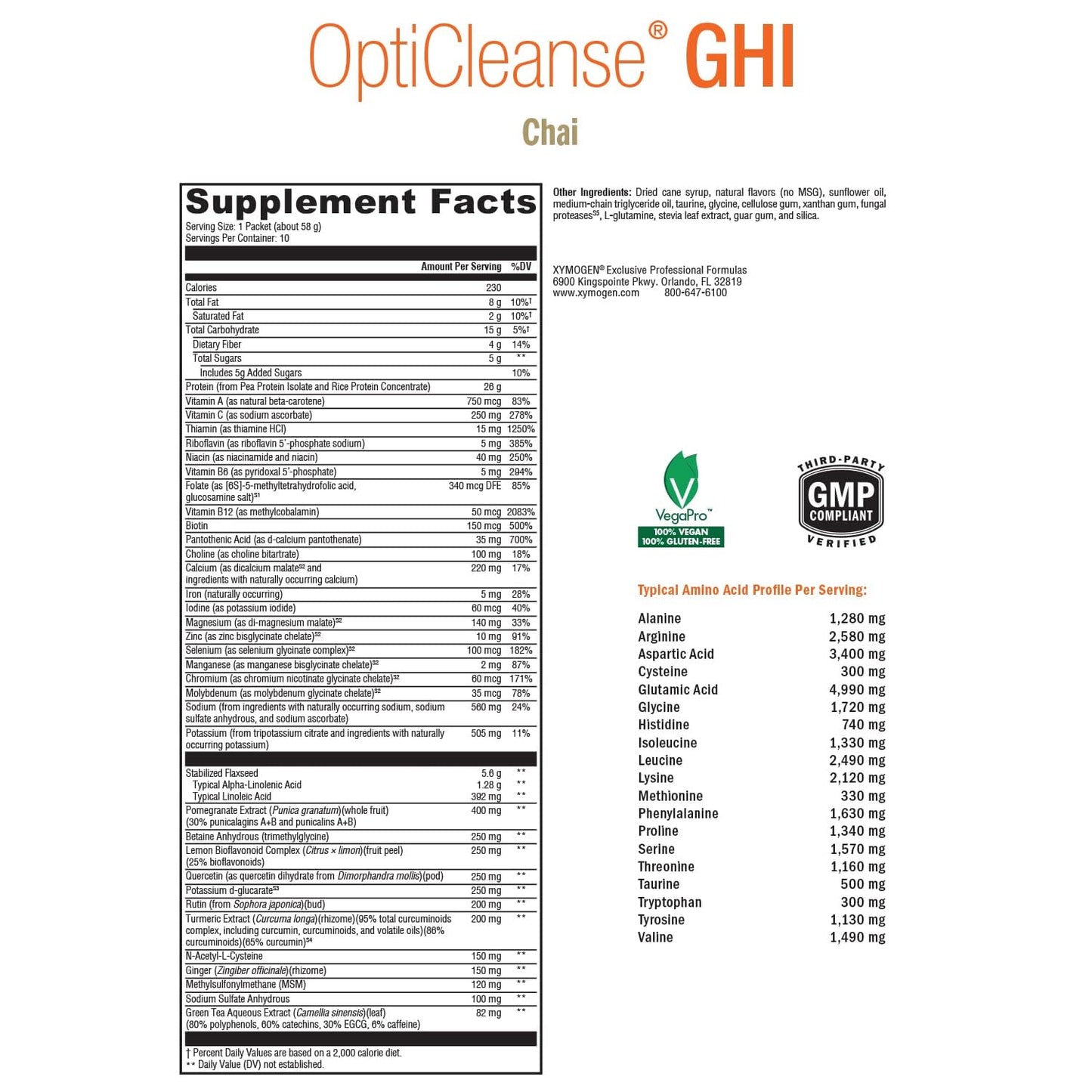 XYMOGEN OptiCleanse GHI Protein Powder, 20.46 oz