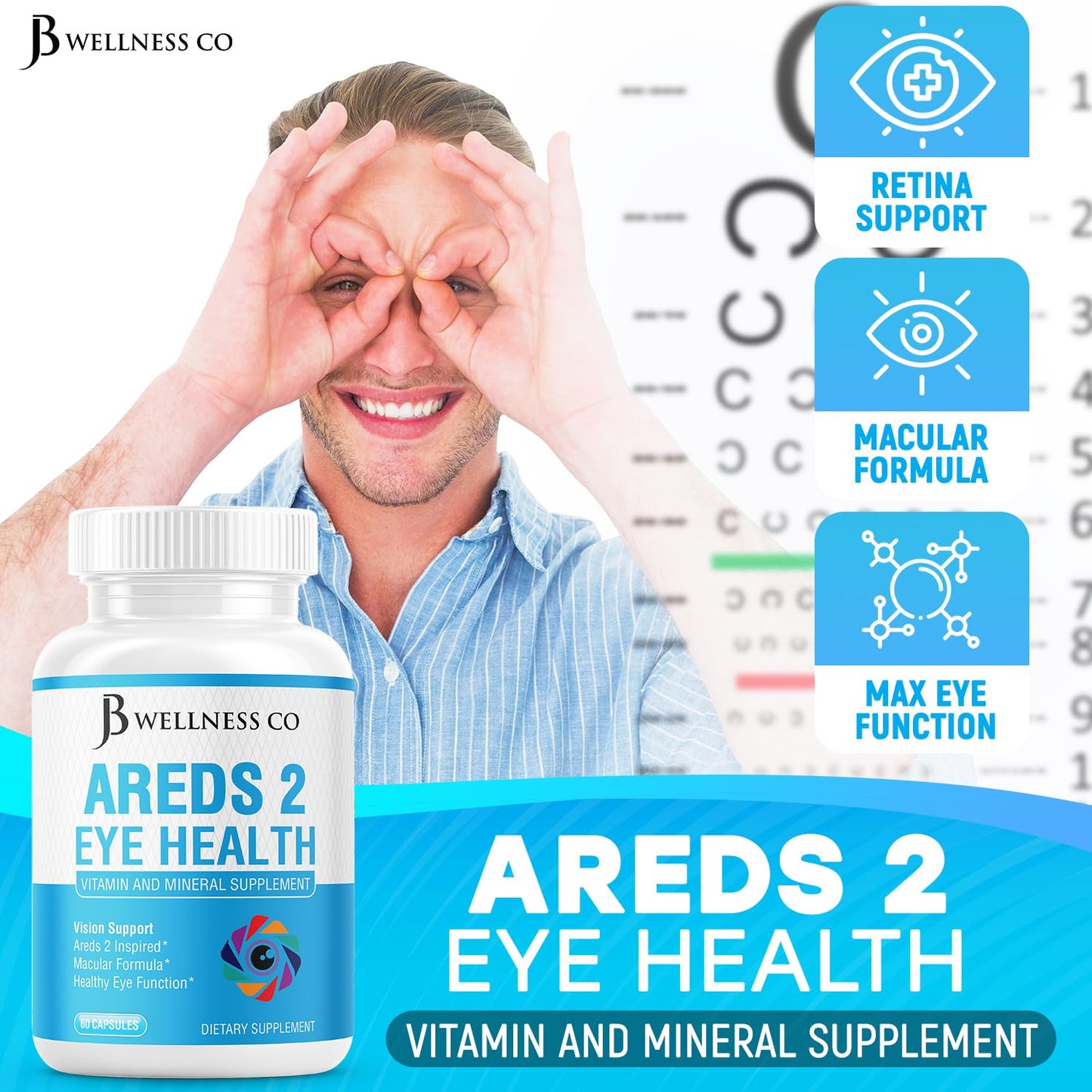 JB Wellness Co AREDS 2 Eye Vitamin & Mineral Supplement Capsule 180 Count