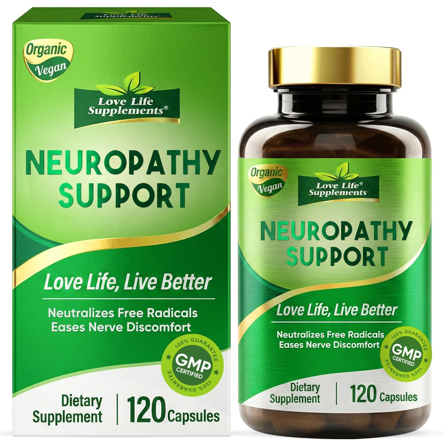 Love Life Supplements Nerve Savior for Neuropathy Nerve Health Support with 600mg Alpha Lipoic Acid, Benfotiamine & B12, Capsule 120