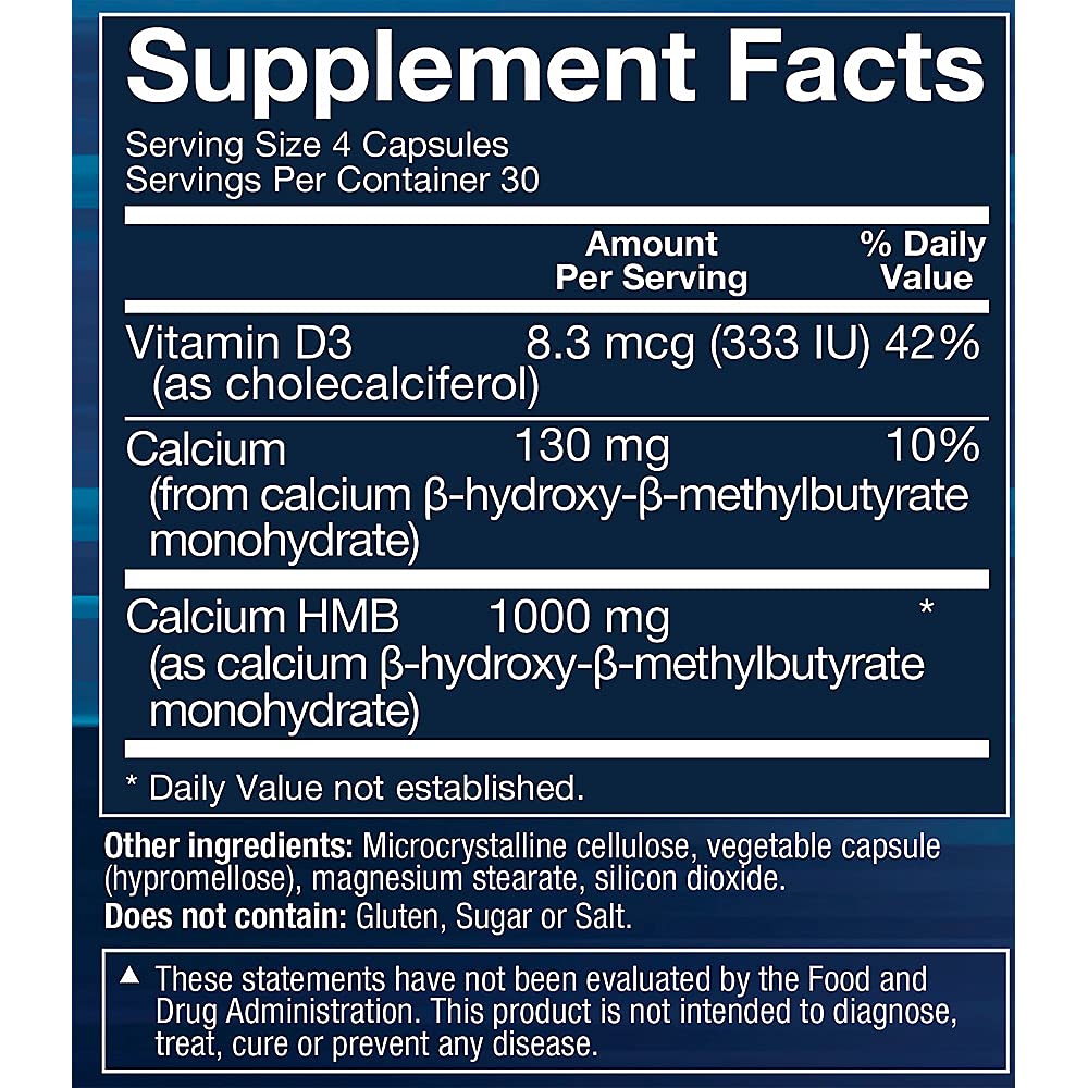 BodyTech HMB + Vitamin D3 - Supports Muscle Growth, Strength & Recovery, 120 Capsules
