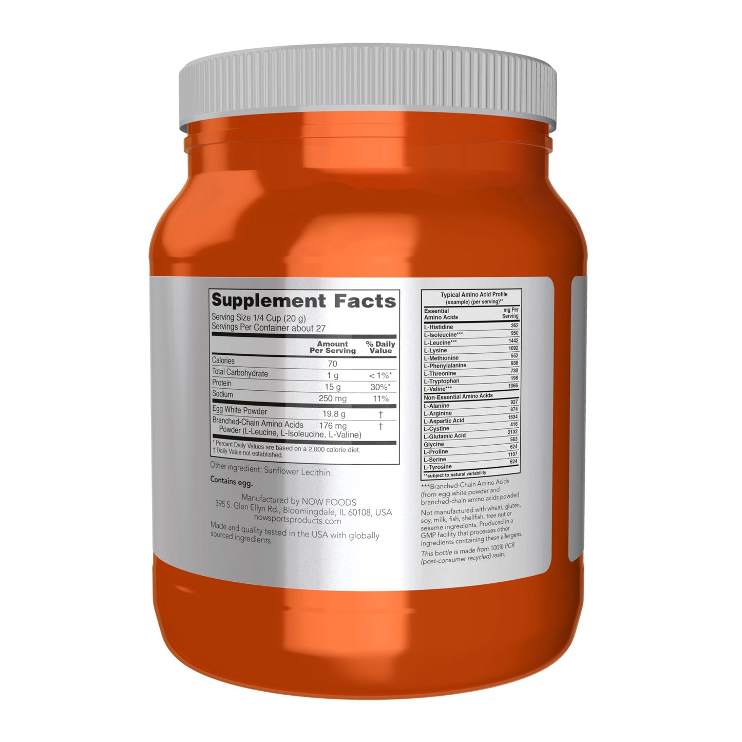 NOW Foods Egg White Protein Powder, 1.2-Pound
