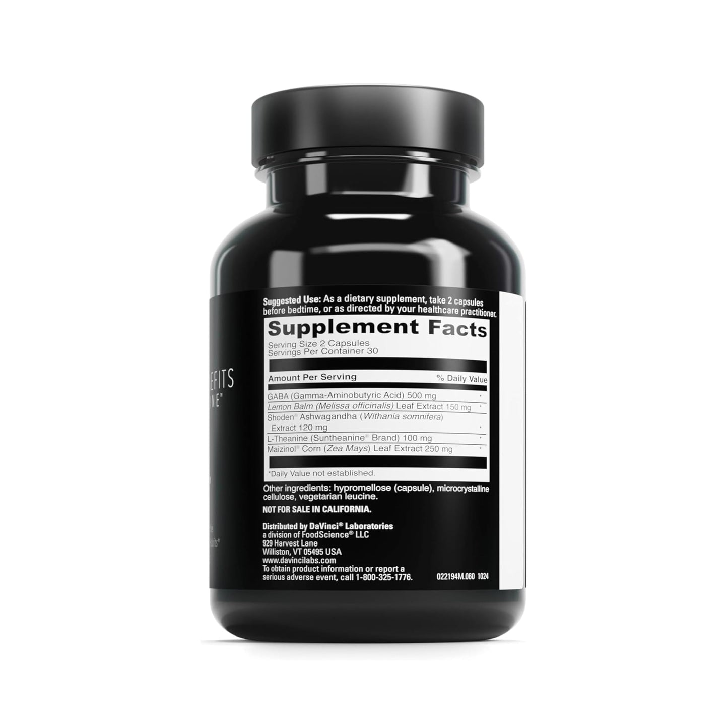 DAVINCI LABS Sleep Benefits Melatonin-Free Sleep Support Supplement, Capsule, 60 Count