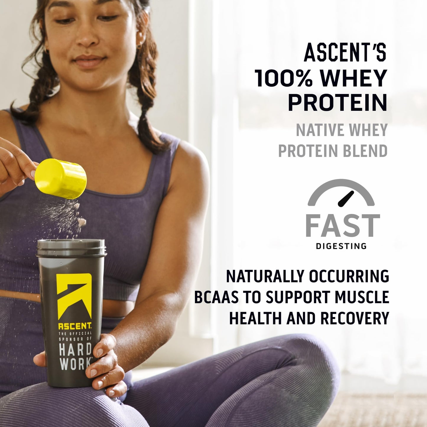 Ascent 100% Whey Protein Powder - Post Workout Whey Protein Isolate, 32
