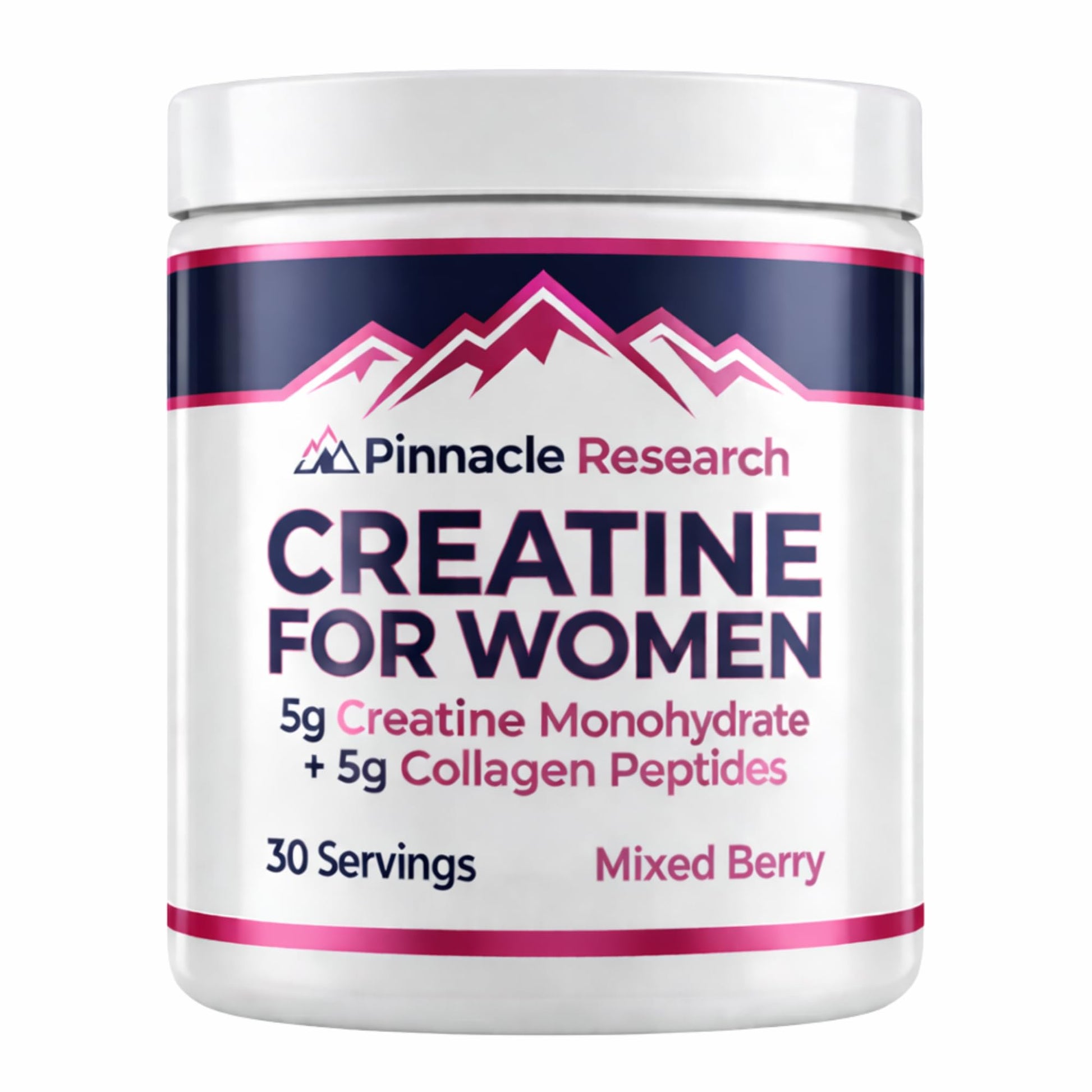 Pinnacle Research Creatine for Women + Collagen 5g Each - Mixed Berry Powder, 13.7