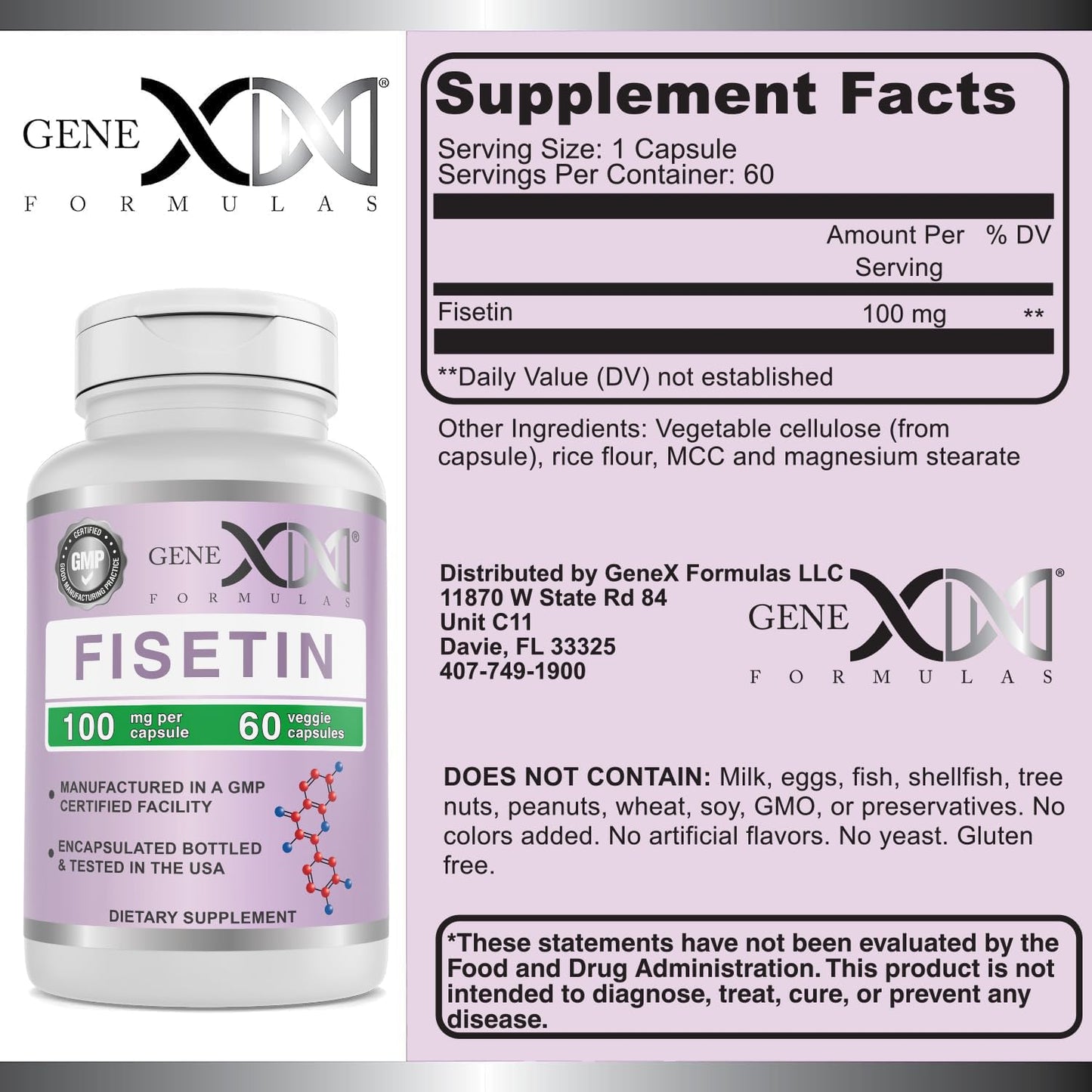 Genex Formulas Fisetin 100mg/Serving, 120 Capsules