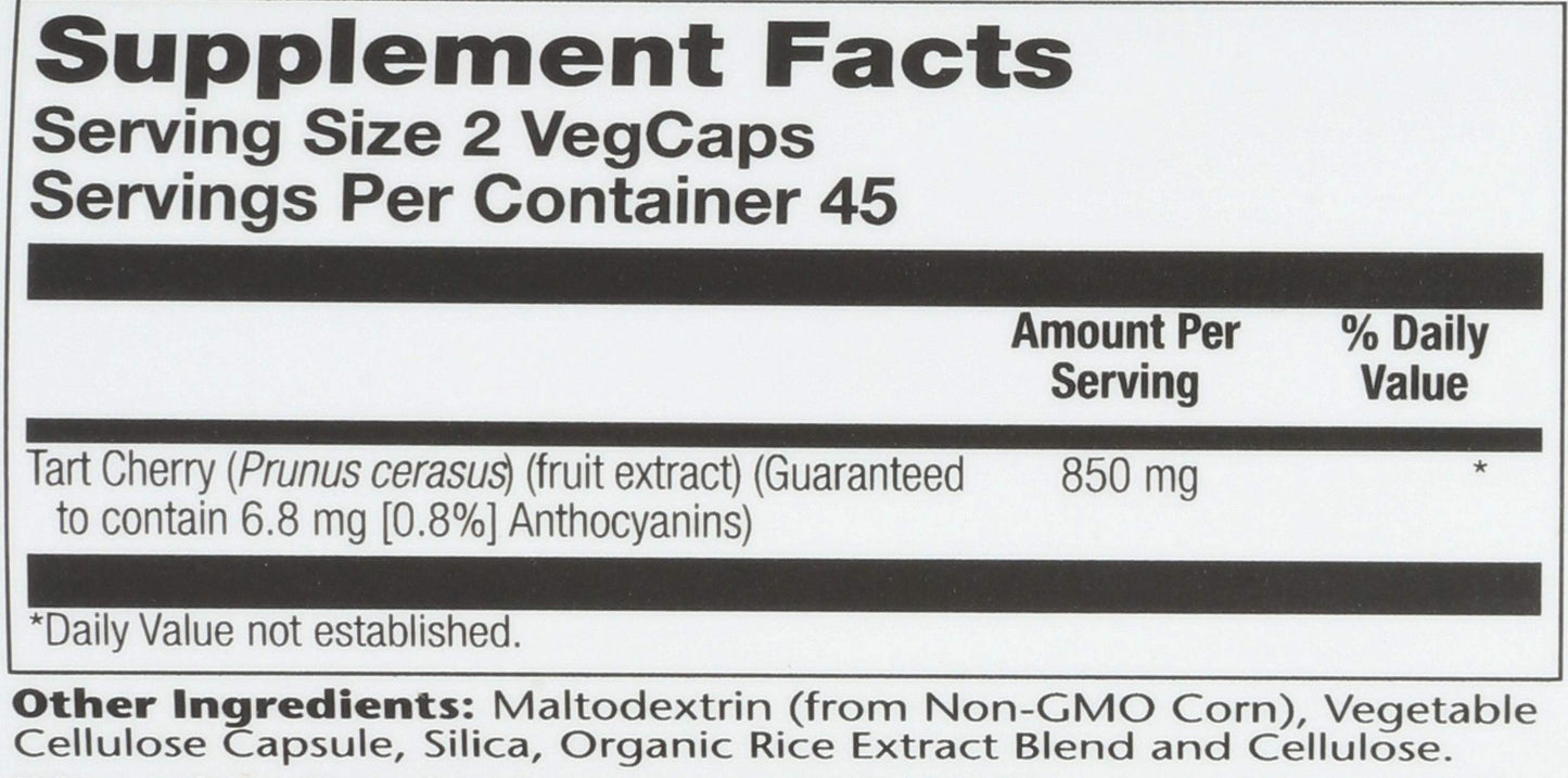 SOLARAY Tart Cherry Fruit Extract 425mg Capsules, 90 Count