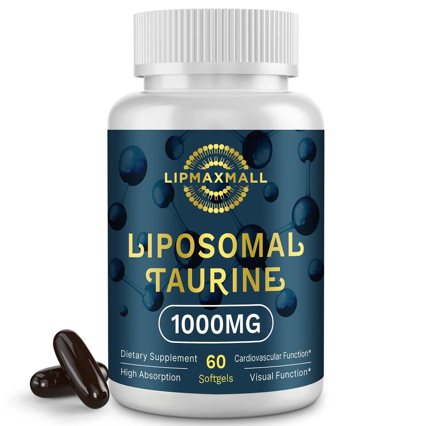 lipmaxmall Liposomal Taurine Supplement 1000mg Softgels, 60 Count
