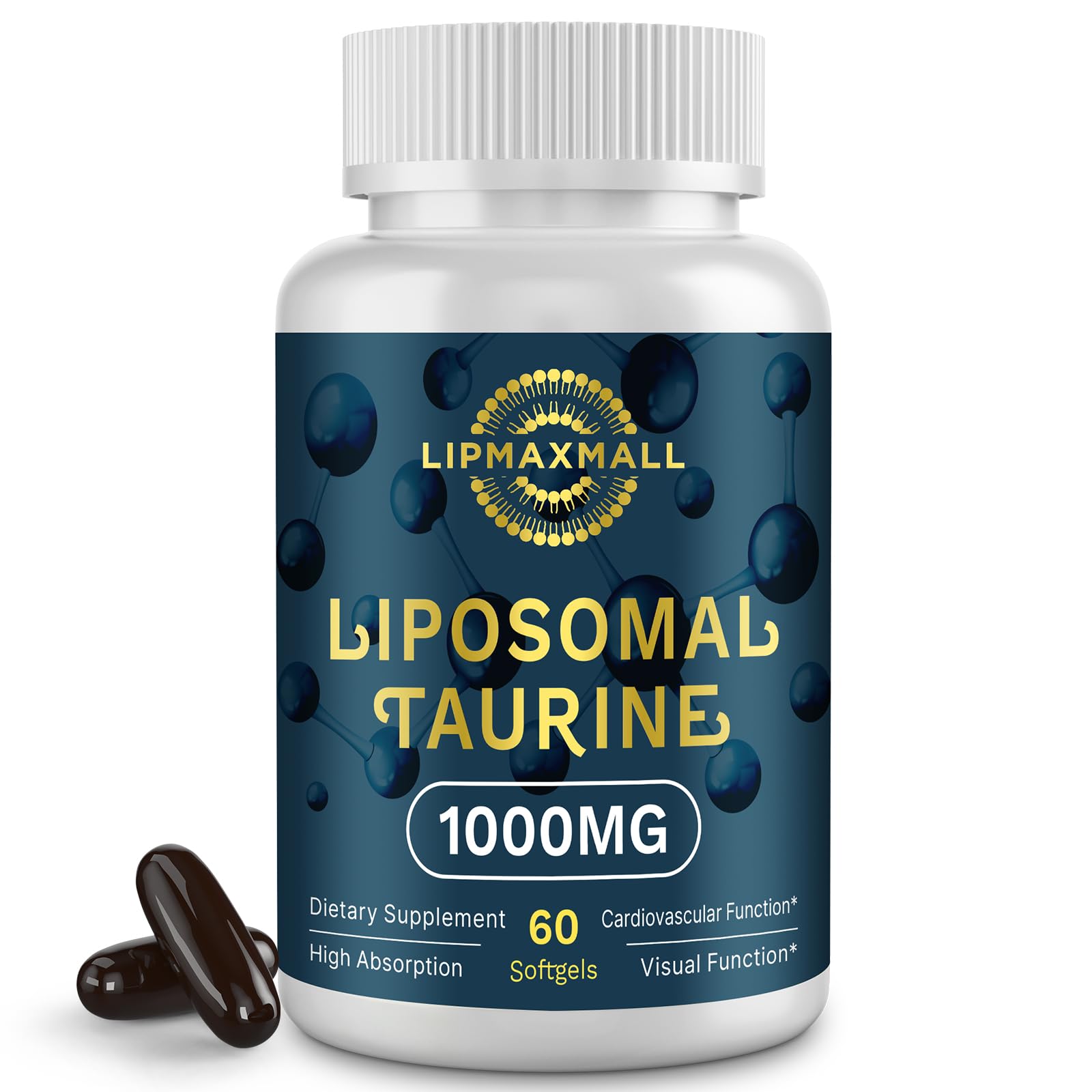 lipmaxmall Liposomal Taurine Supplement 1000mg Softgels, 60 Count