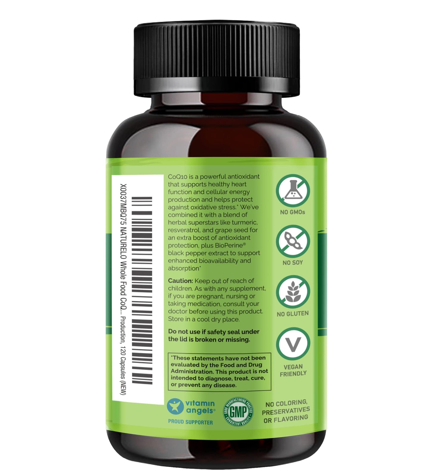 NATURELO Whole Food CoQ10 with Heart Health Blend, 240 Capsules