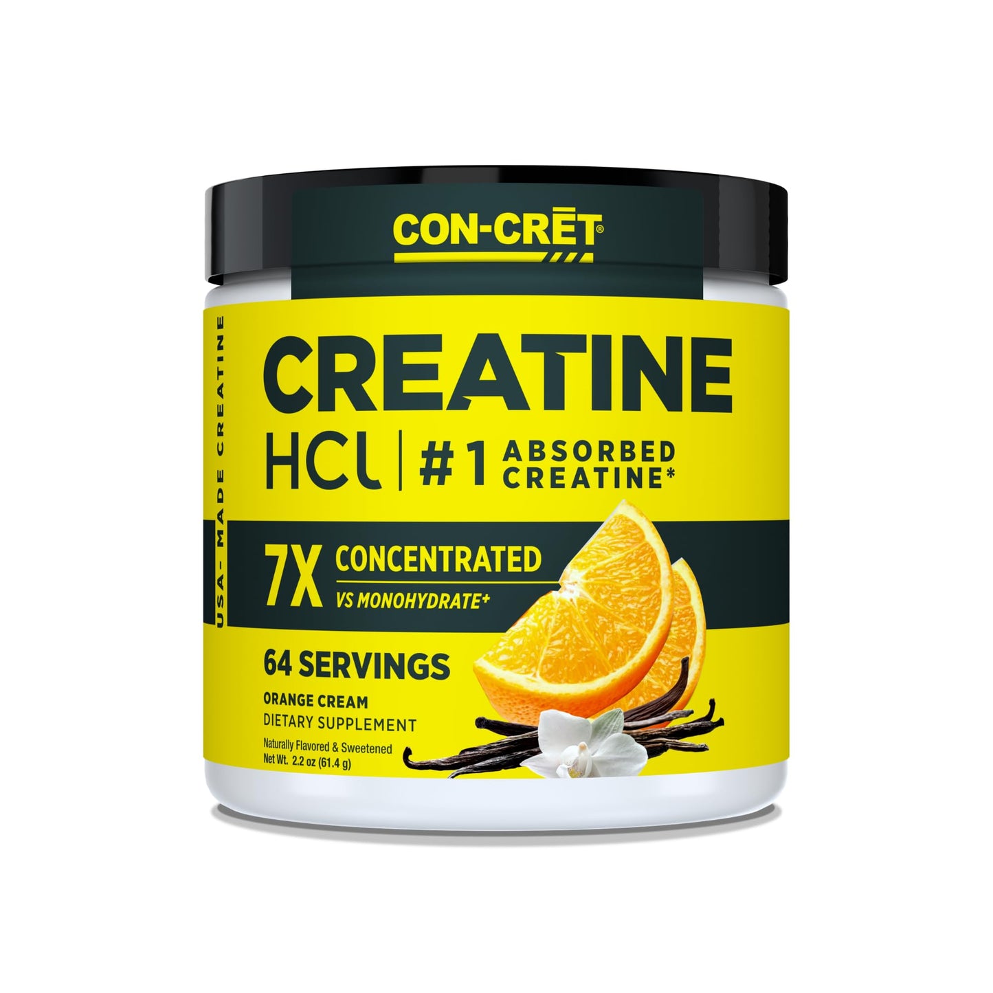 CON-CRET Creatine HCl Powder Orange Cream, 64 Servings