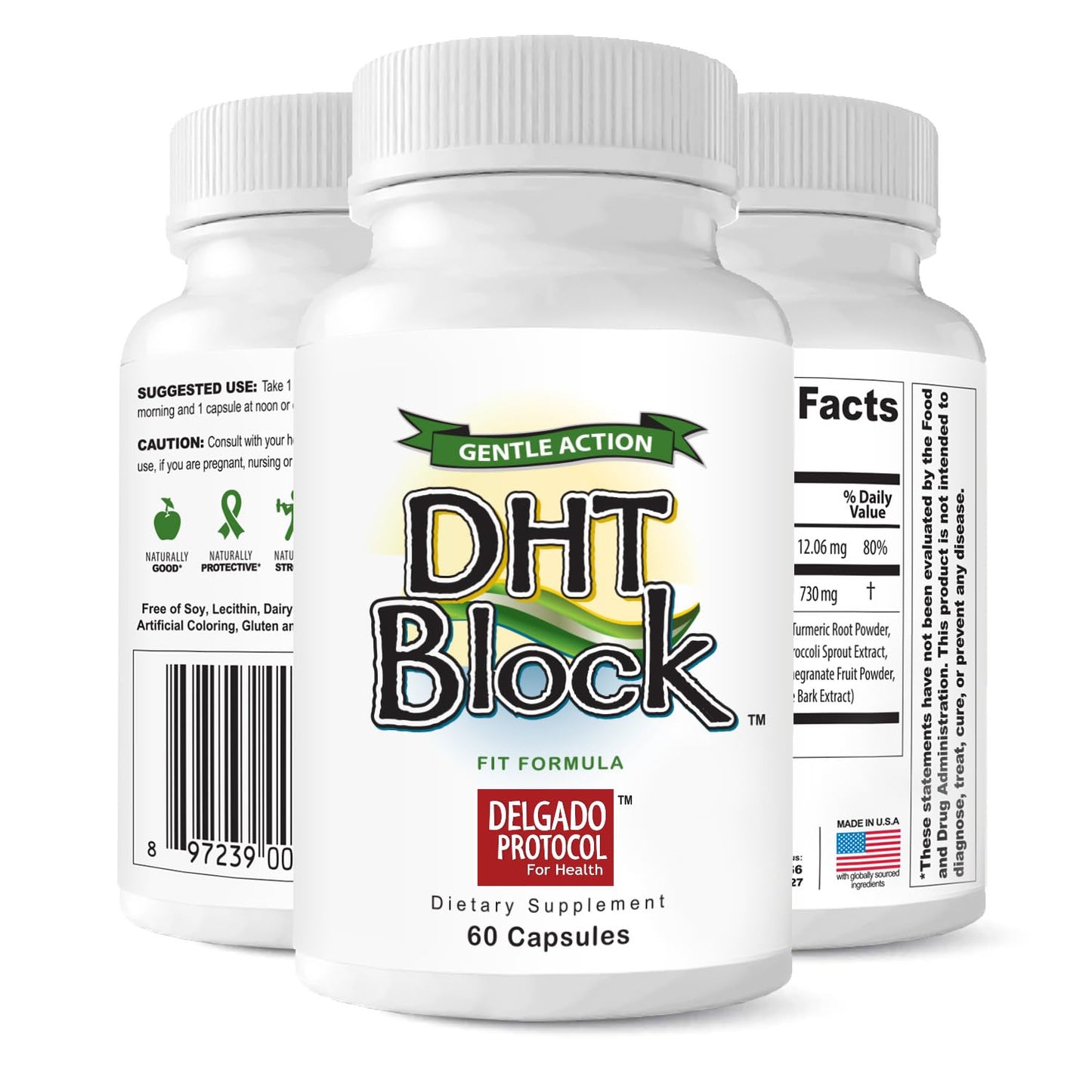 The Delgado Protocol for Health DHT Blocker Supplement Capsules, 60 Count (Pack of 3)
