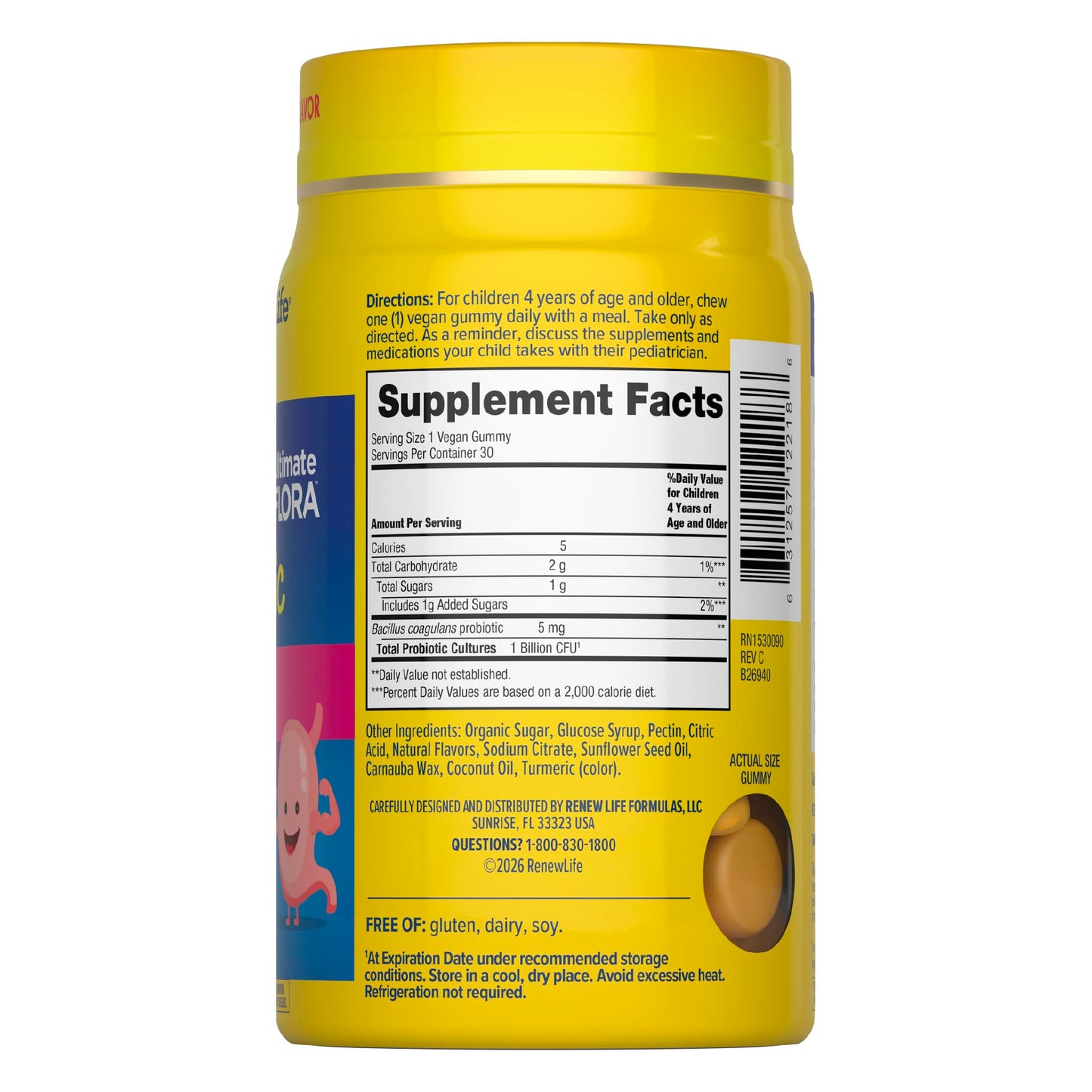 Renew Life Kids Raspberry Prebiotic and Probiotic Gummies 30 Count