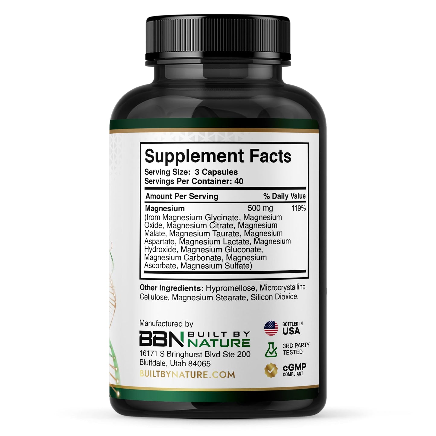 Built by Nature Magnesium Complex 500mg Capsule, 120 Count