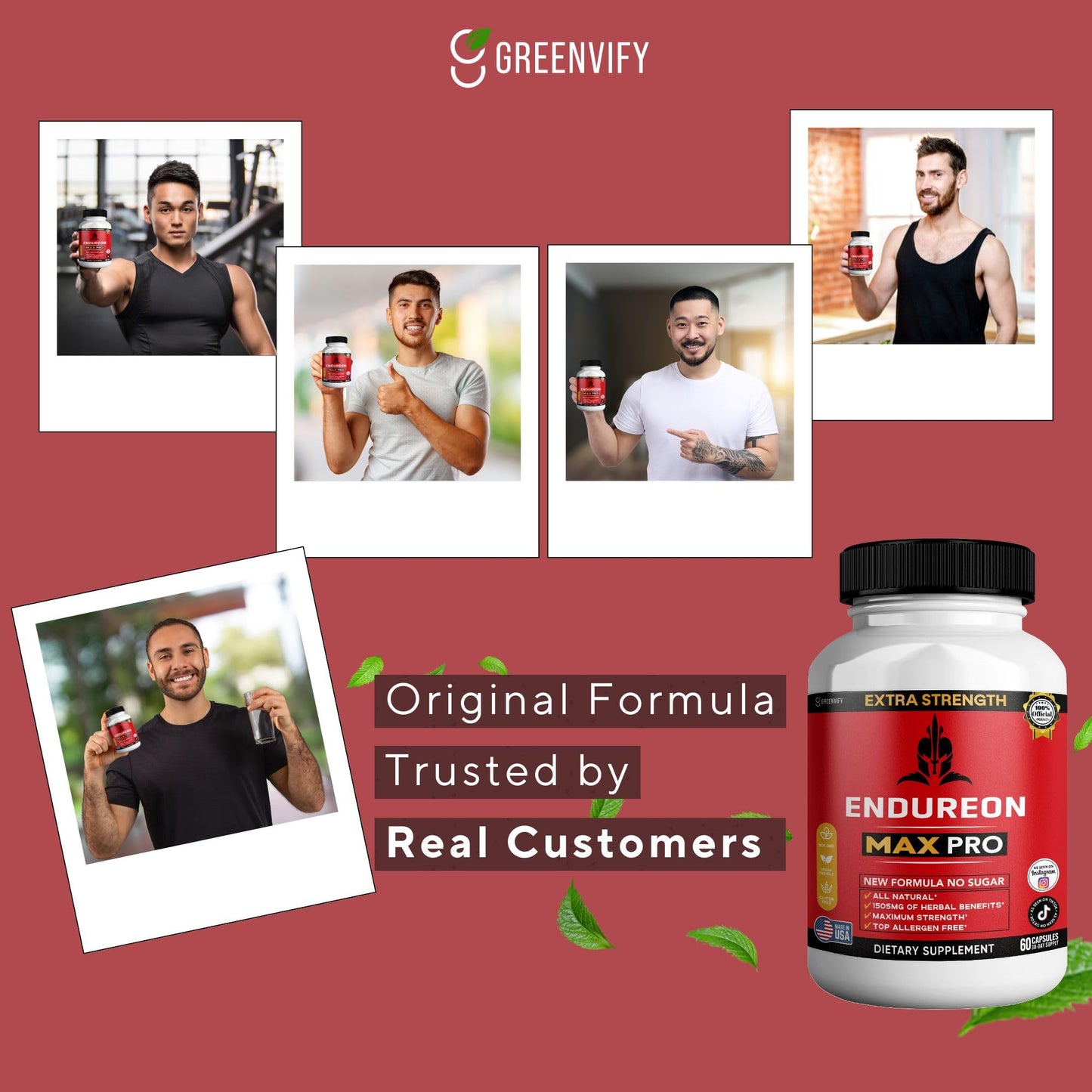 GREENVIFY Endureon MAX PRO Dietary Supplement Organic Maca Root Capsules, 60 Capsules