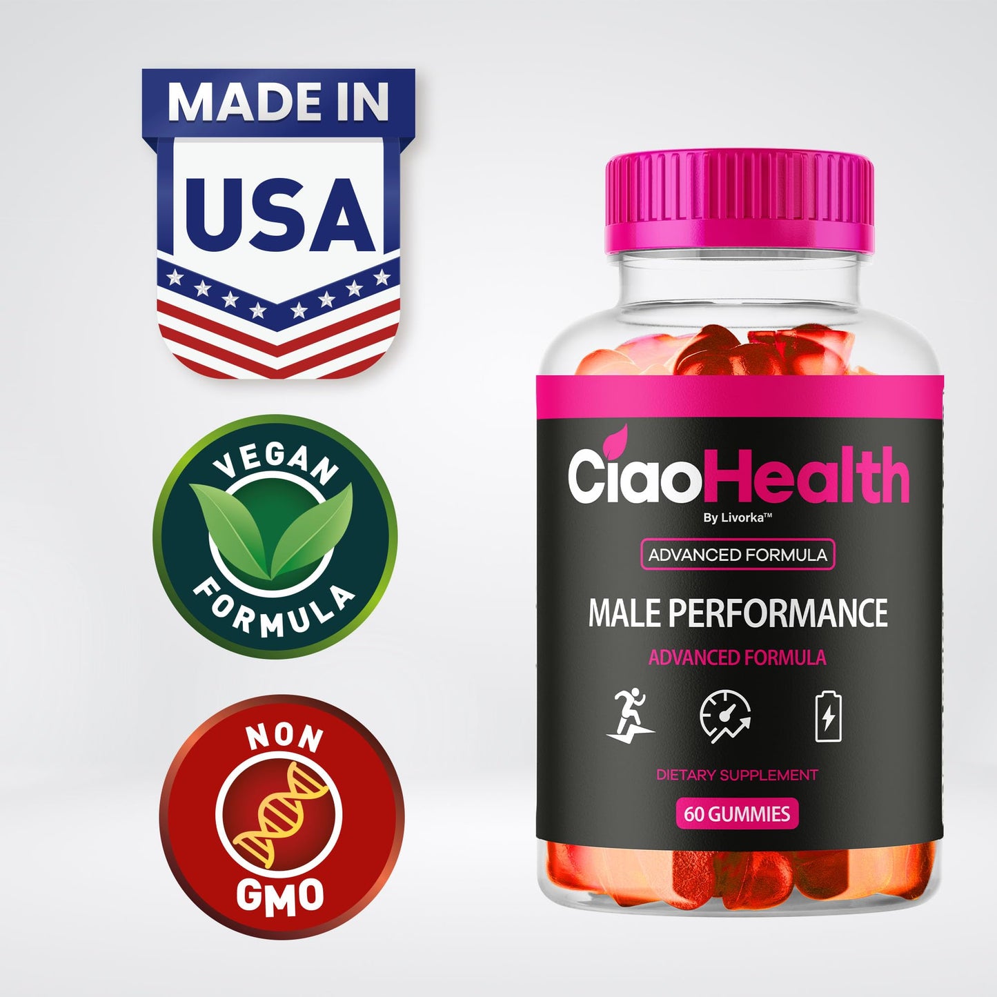 LIVORKA Ciao Health Gummies for Men, 120 Gummies