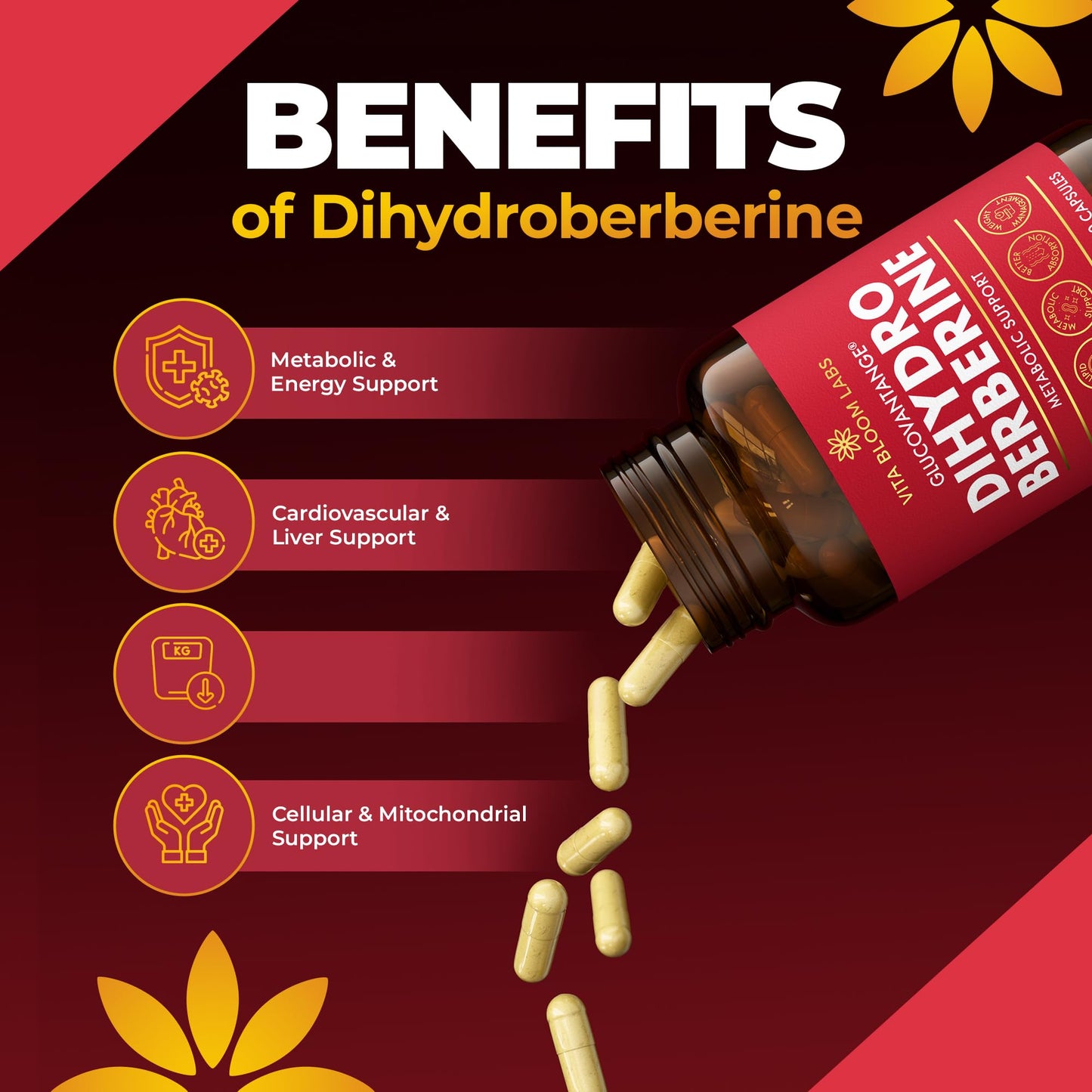 Vita Bloom Labs GlucoVantage Dihydroberberine Supplement Capsules, 30 Count