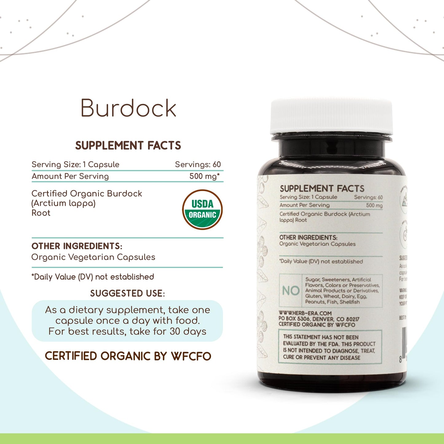 HerbEra Burdock Capsules 60 Count