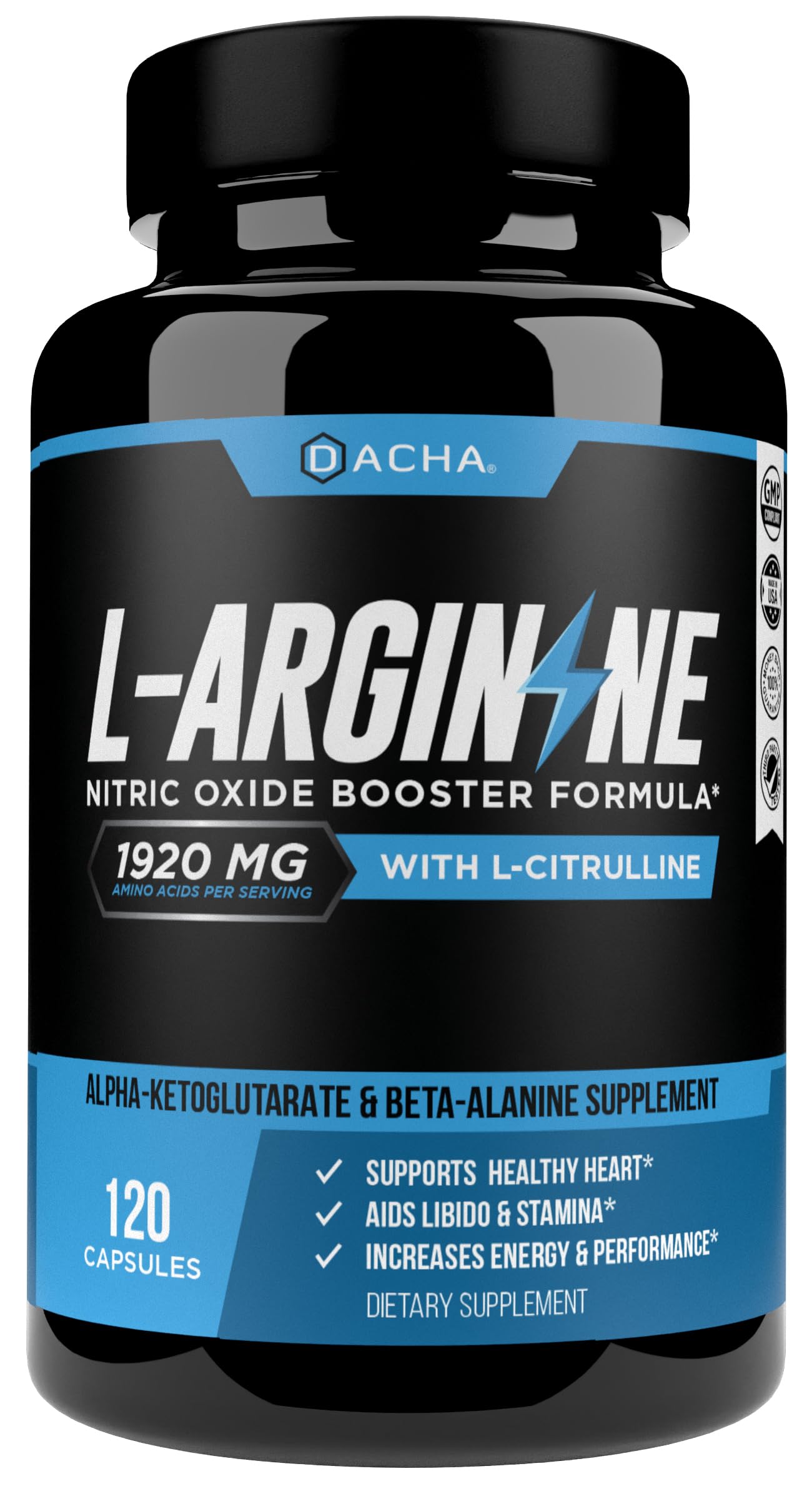 DACHA L Arginine 1920 mg Capsules, 120 Count