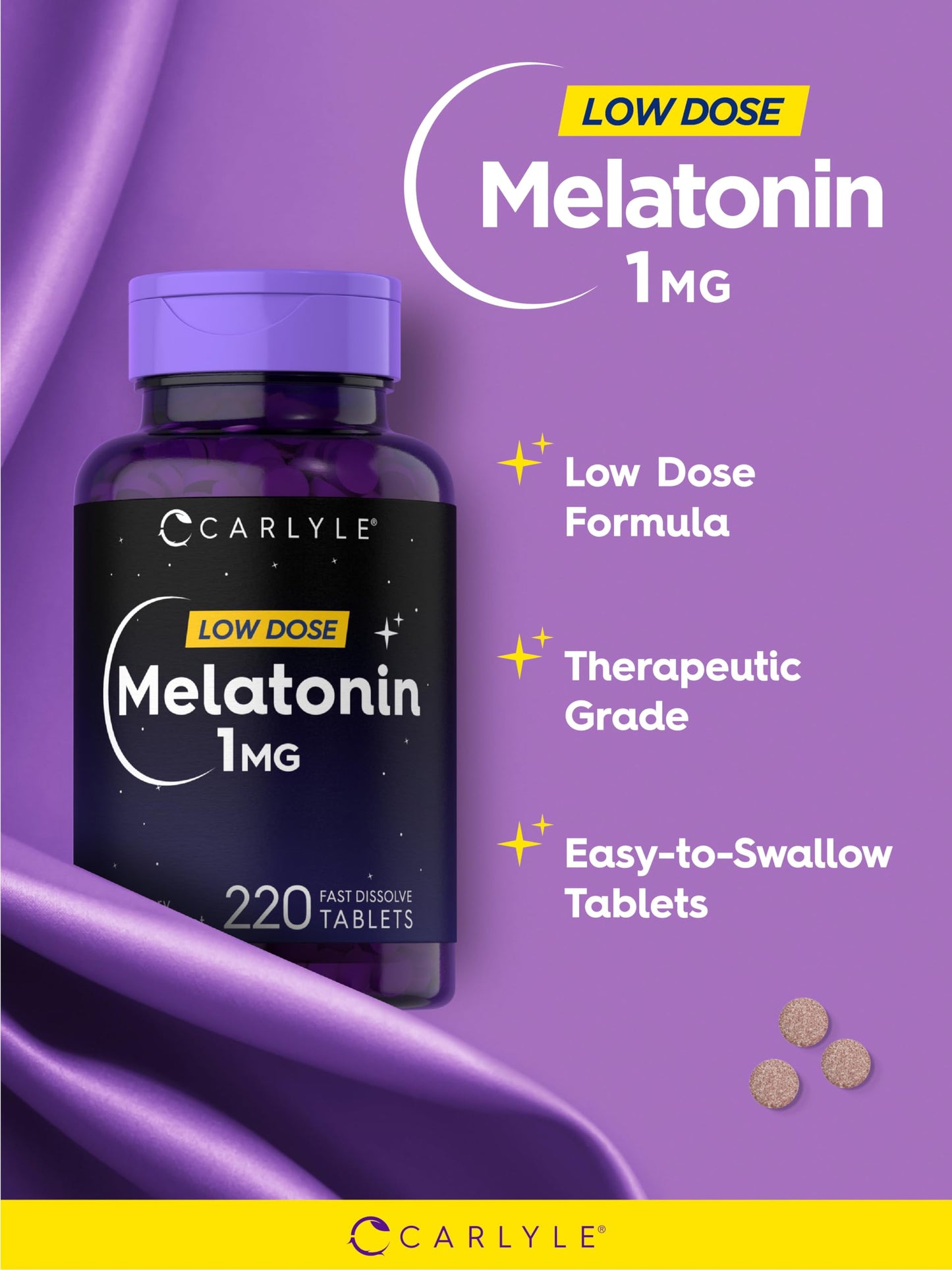 Carlyle Melatonin 1 mg Tablet Fast Dissolve, 220 Tablets