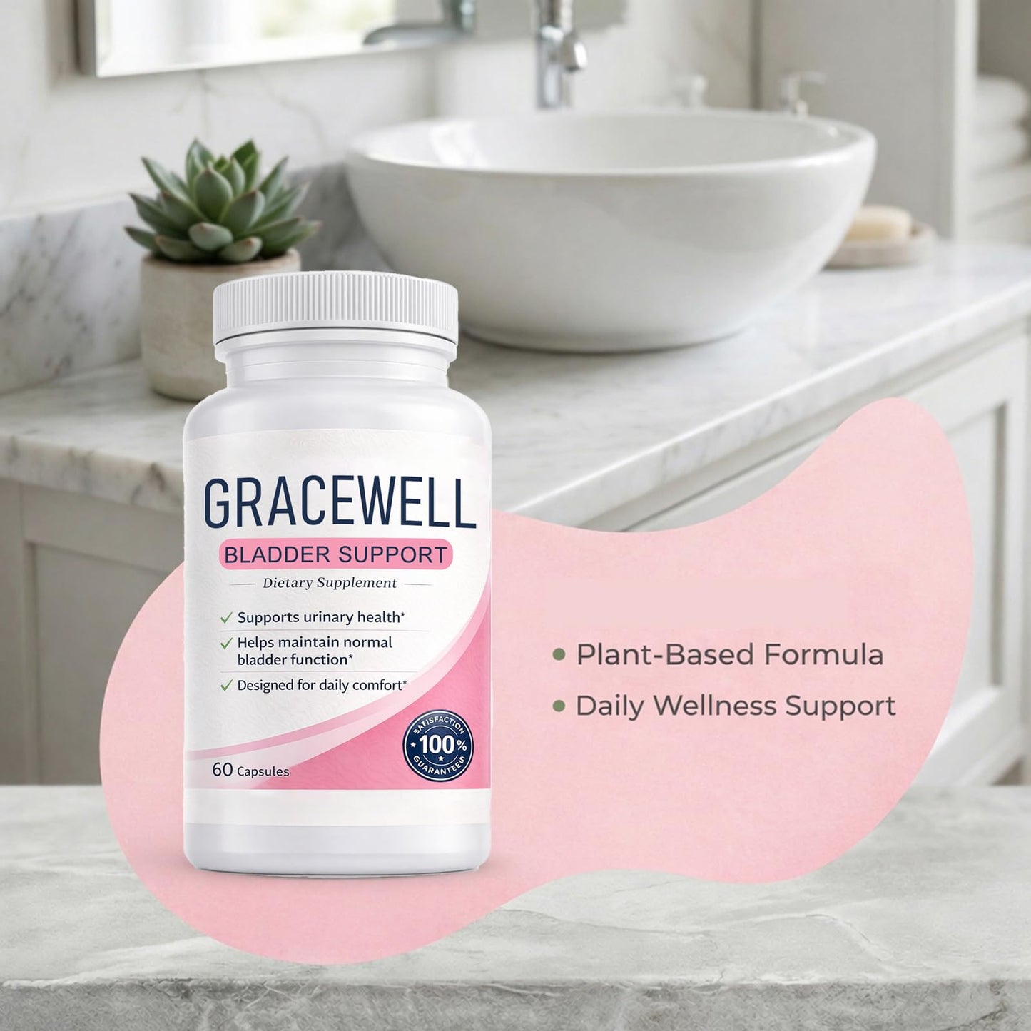 Qiuumey GraceWell Bladder Support, Herbal Blend with Astragalus Root, Goji Berry, Angelica Root & Schisandra, 60 Capsules
