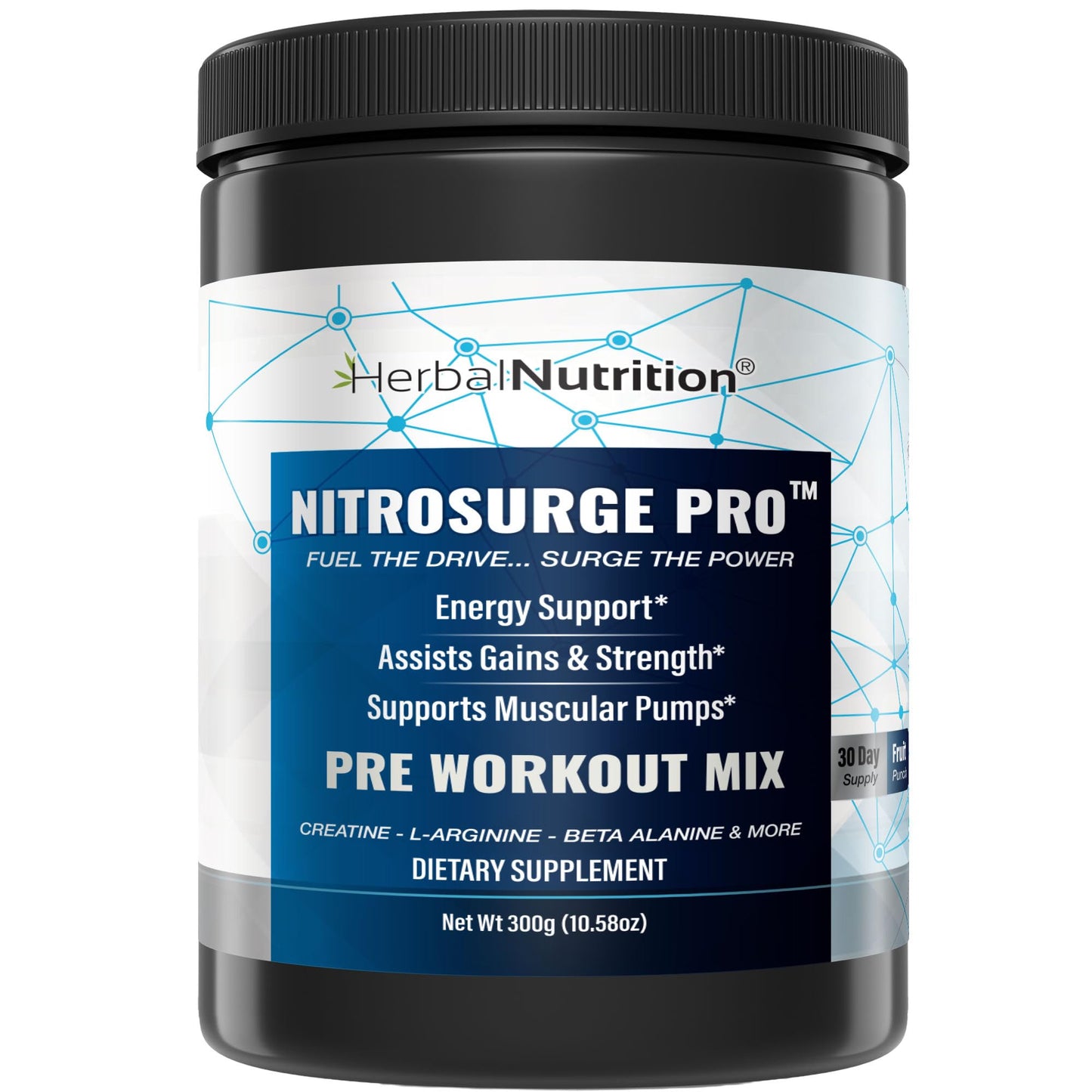 Herbal Nutrition Nitrosurge Pro Pre-Workout Powder with Creatine 10.58 oz